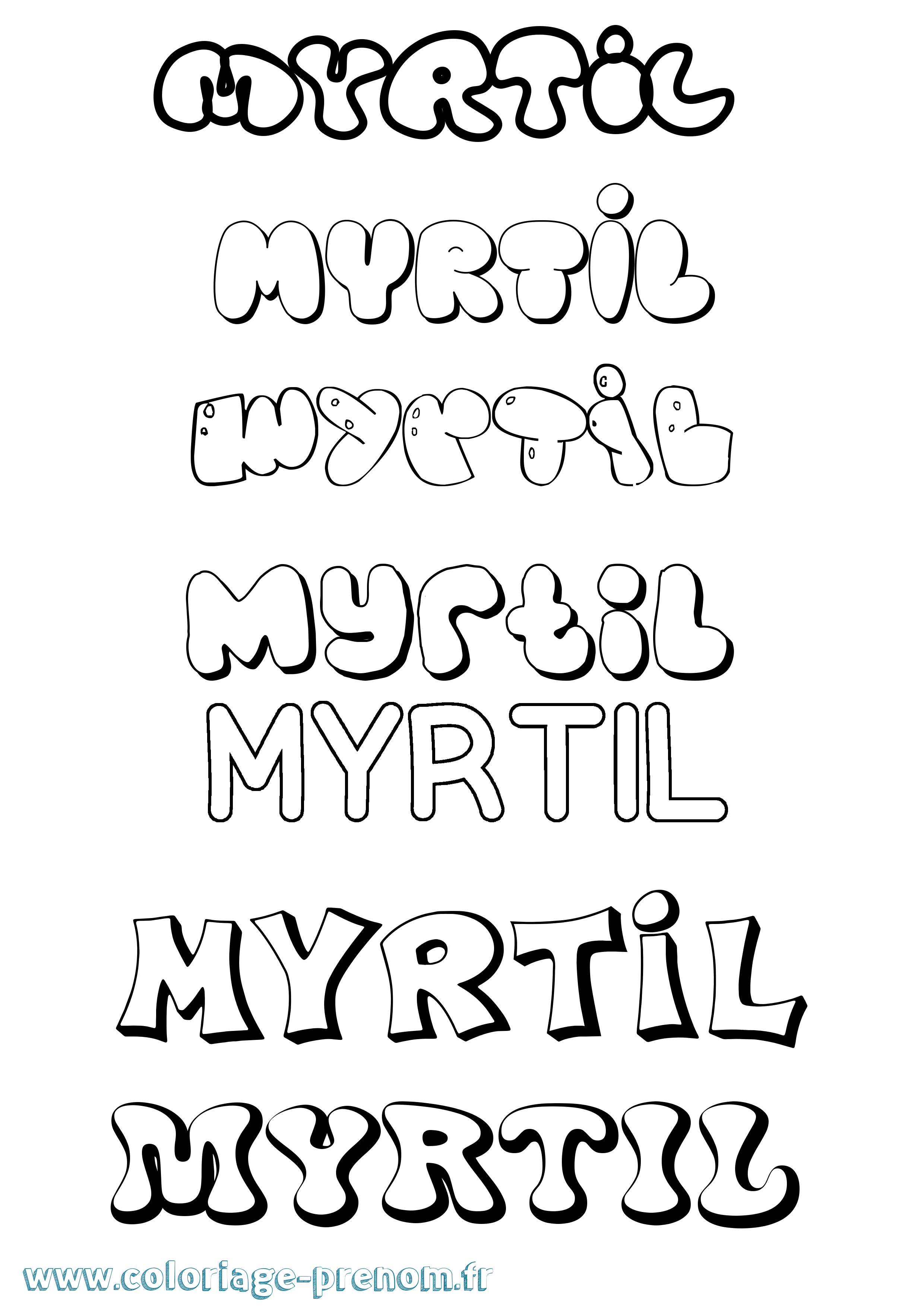 Coloriage Myrtil Bubble Coloriage prénom Myrtil Bubble