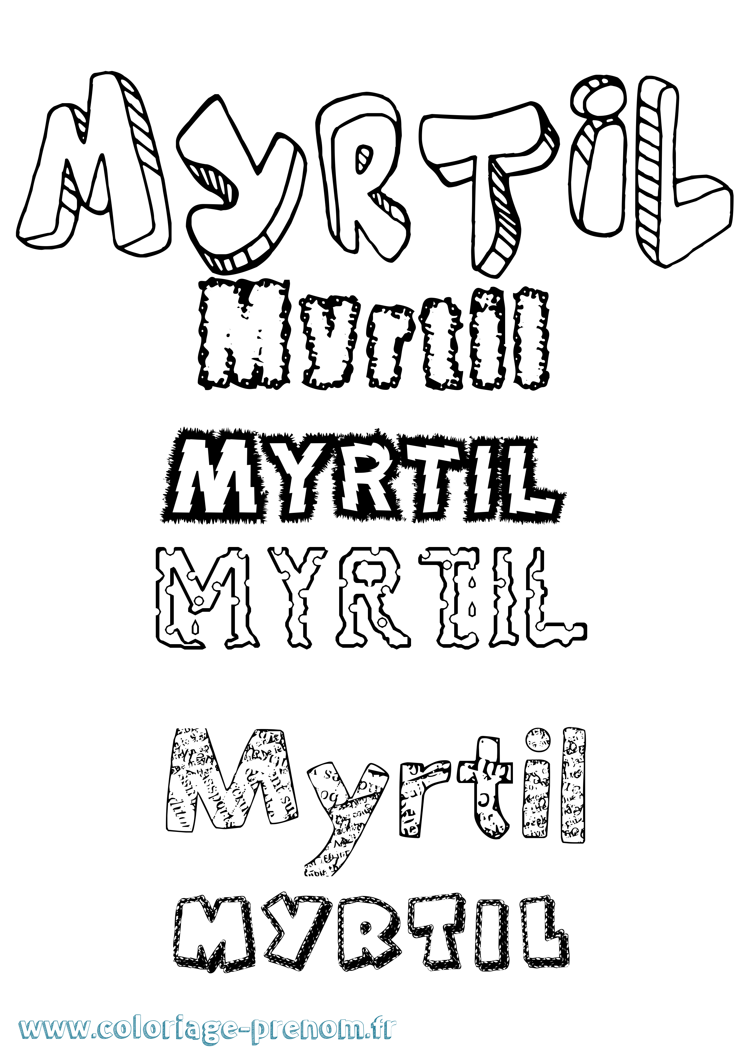 Coloriage Myrtil Destructuré Coloriage prénom Myrtil Destructuré