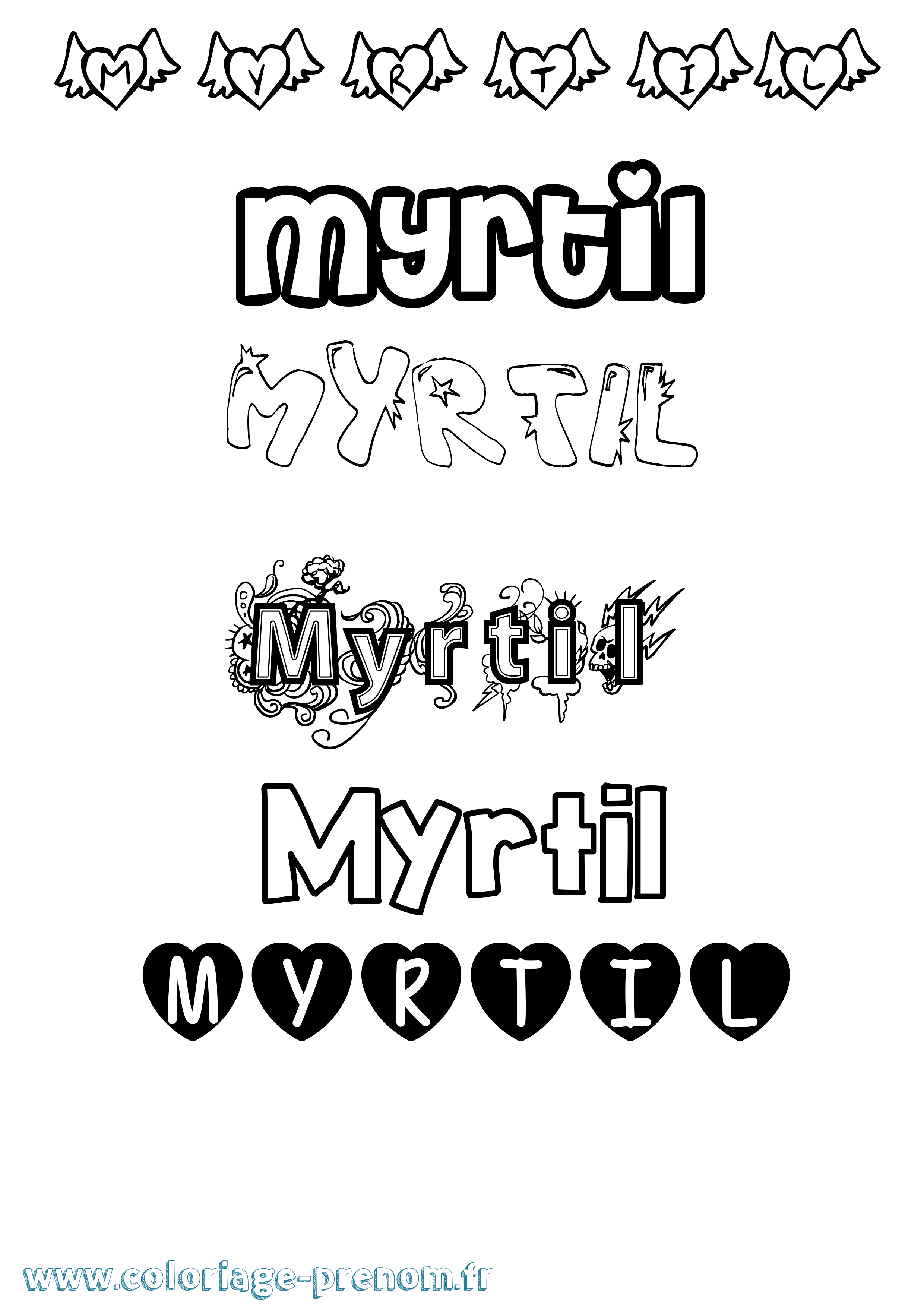 Coloriage Myrtil Girly Coloriage prénom Myrtil Girly