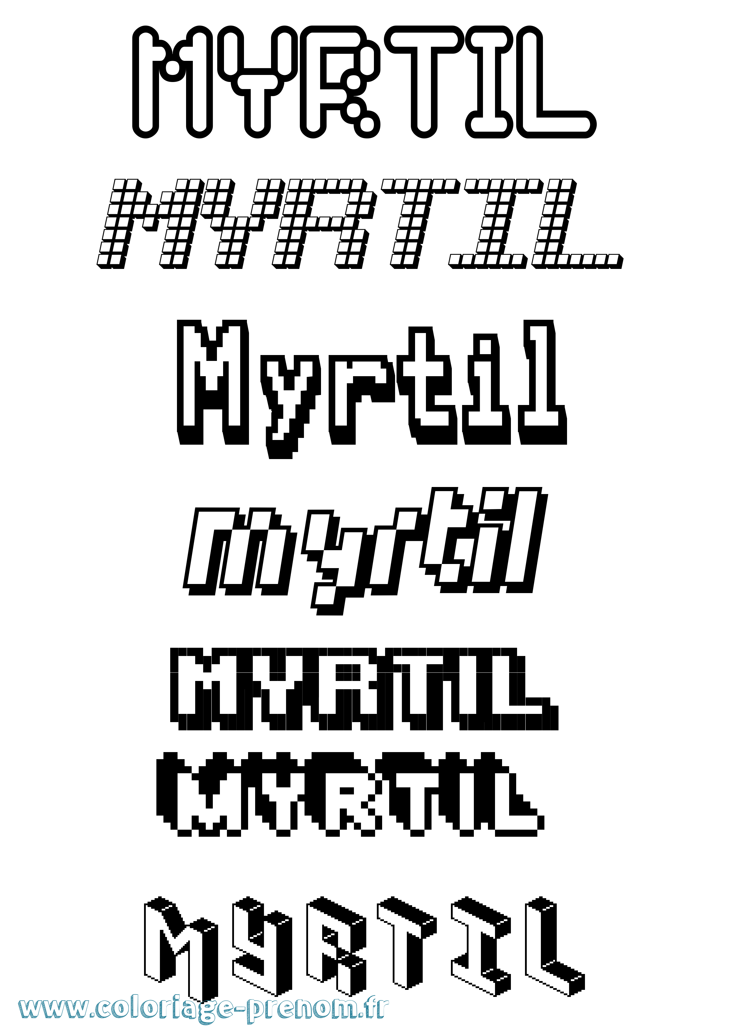 Coloriage Myrtil Pixel Coloriage prénom Myrtil Pixel