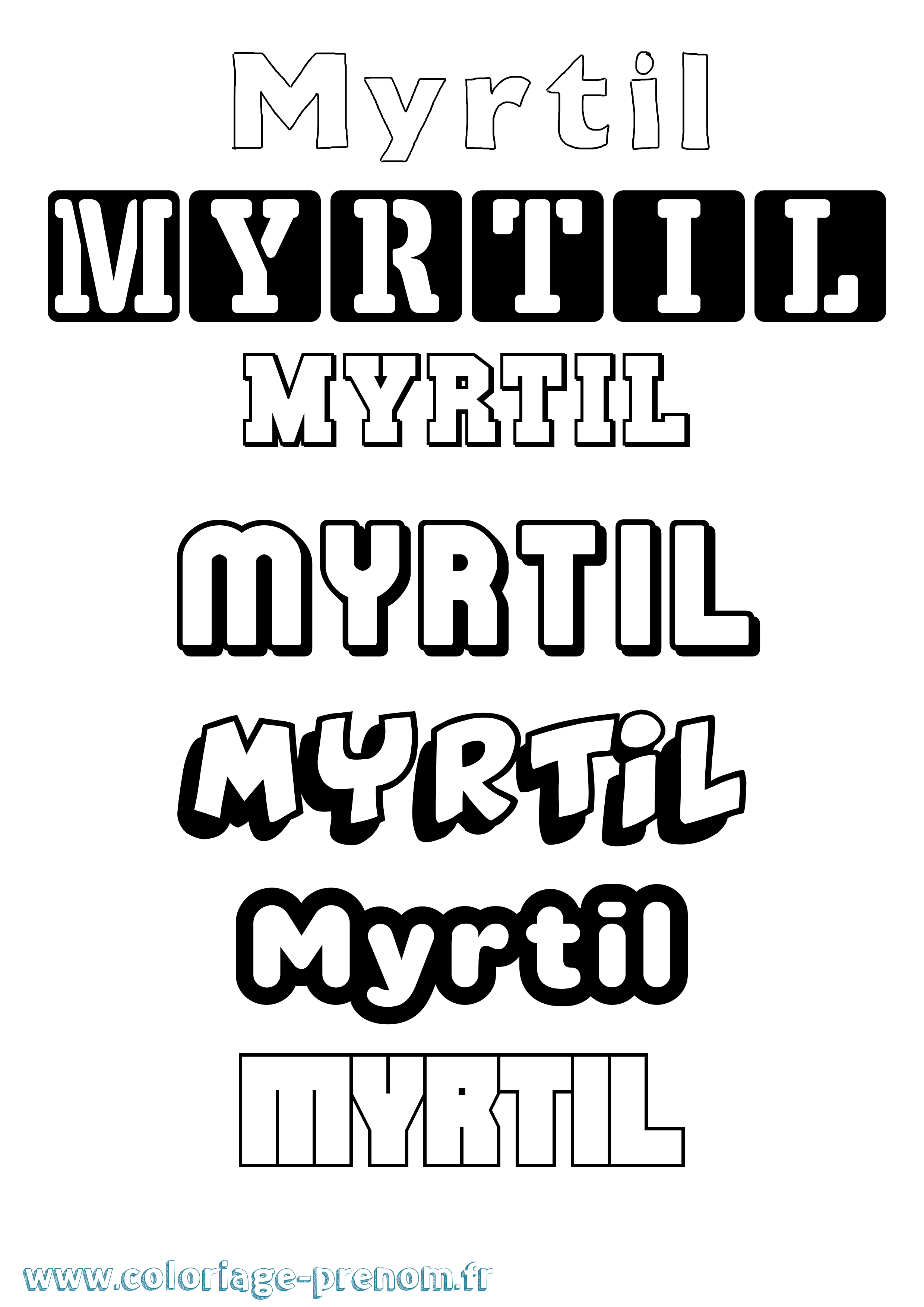 Coloriage Myrtil Simple Coloriage prénom Myrtil Simple