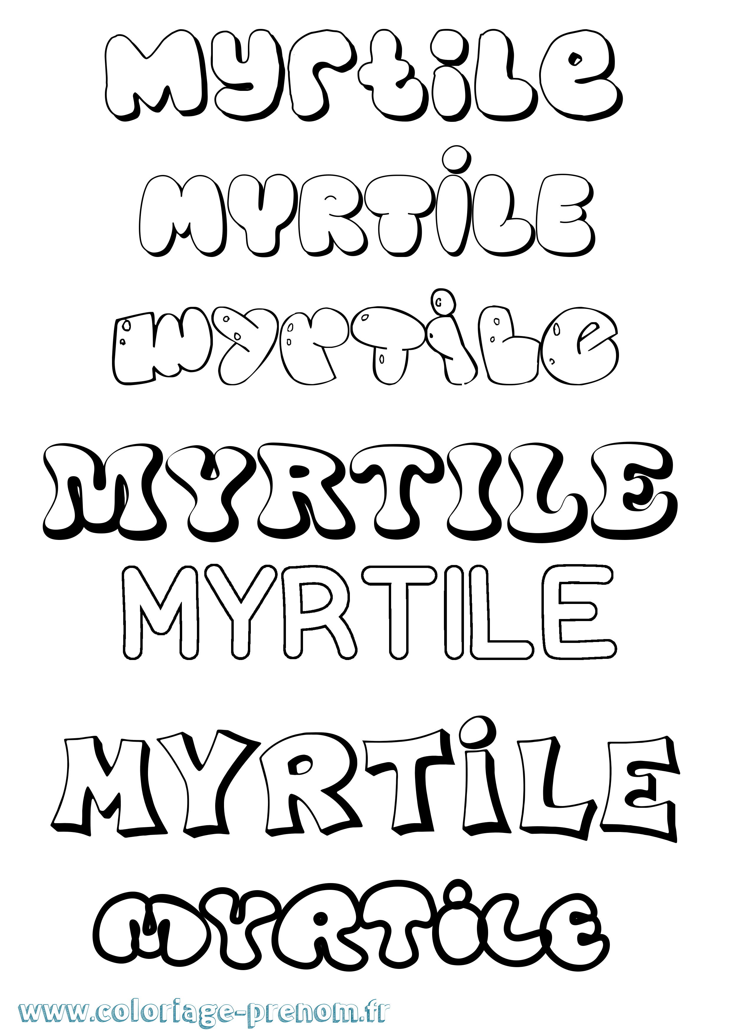 Coloriage Myrtile Bubble Coloriage prénom Myrtile Bubble
