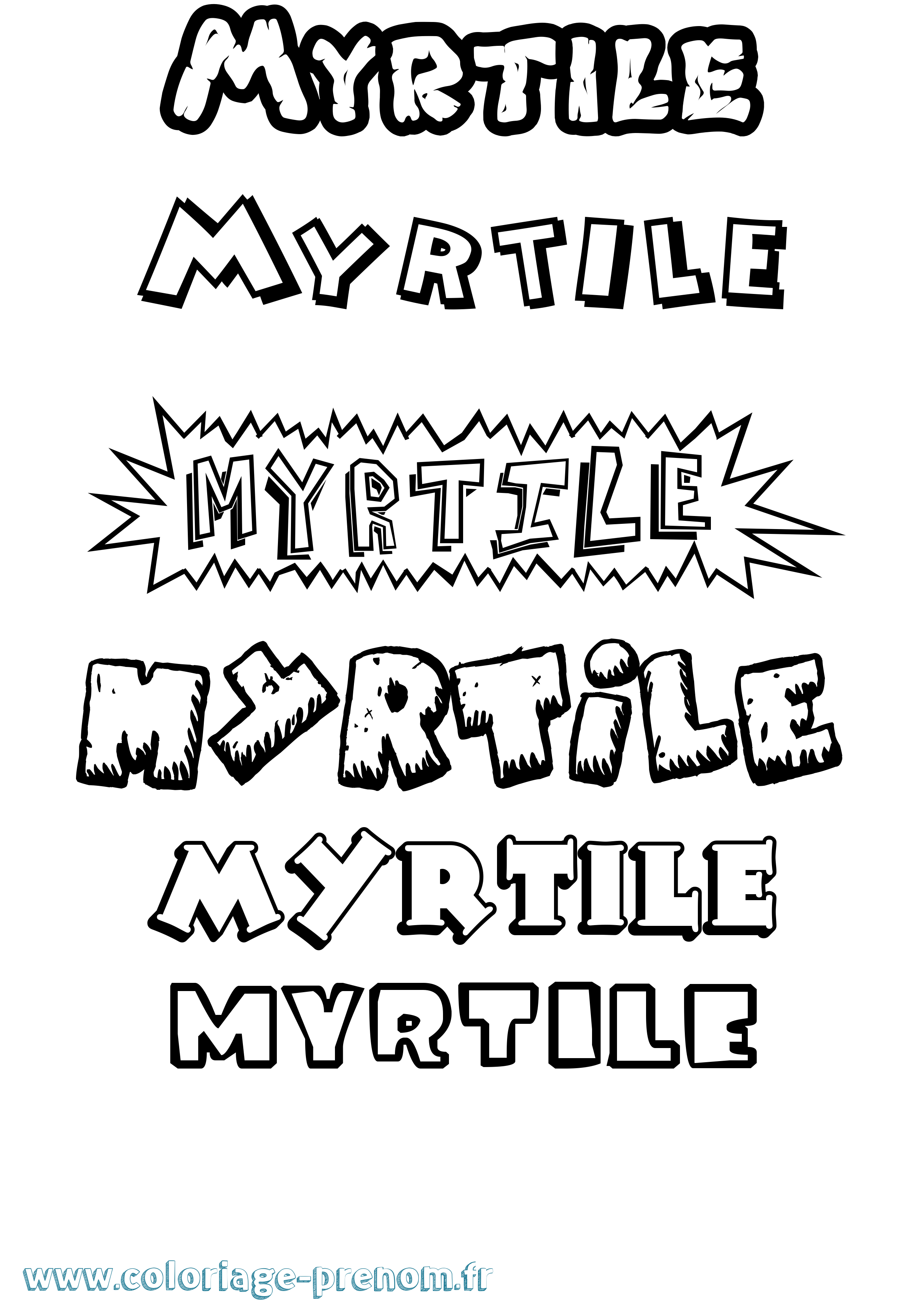 Coloriage Myrtile Dessin Animé Coloriage prénom Myrtile Dessin Animé