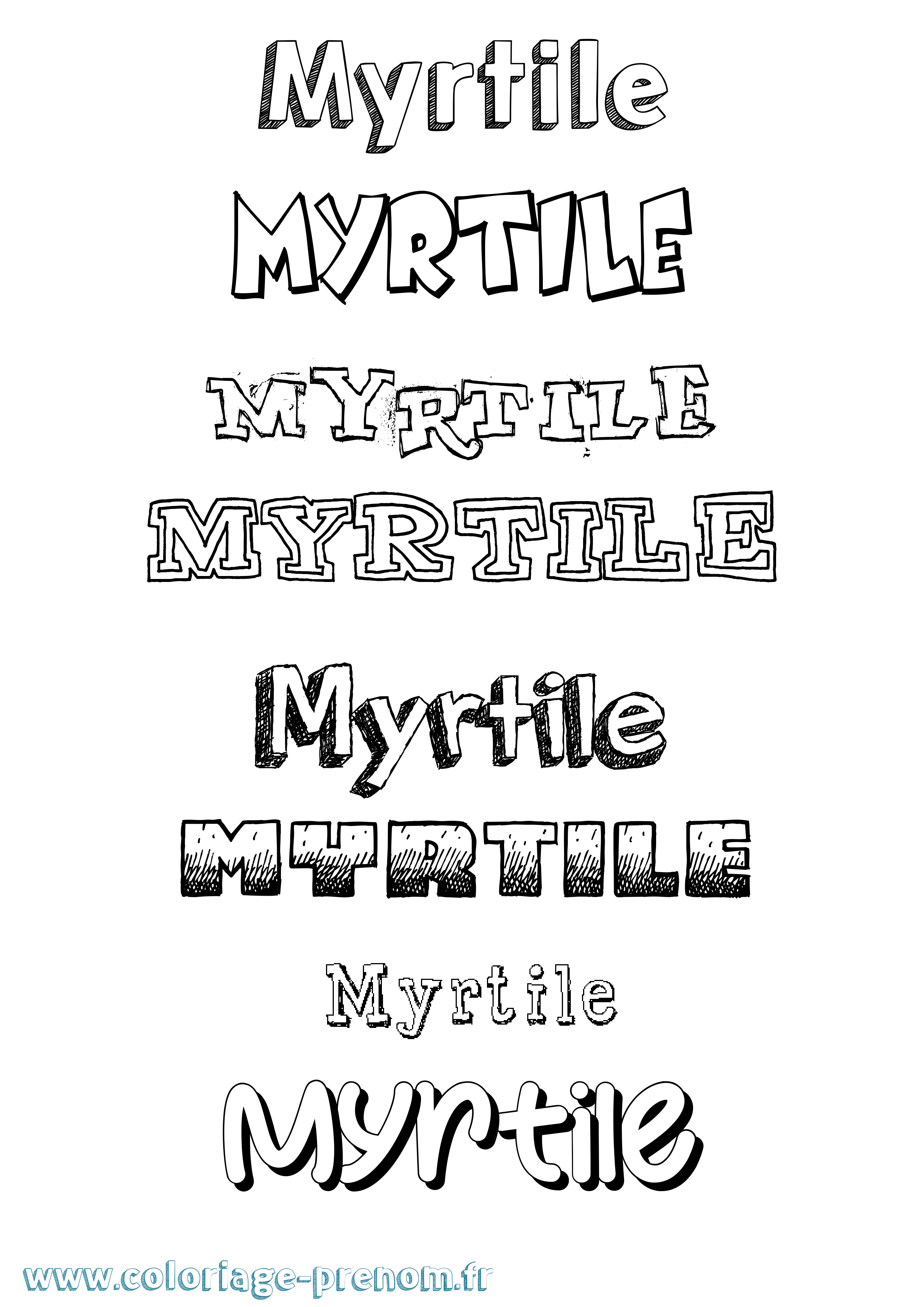 Coloriage Myrtile Dessiné Coloriage prénom Myrtile Dessiné