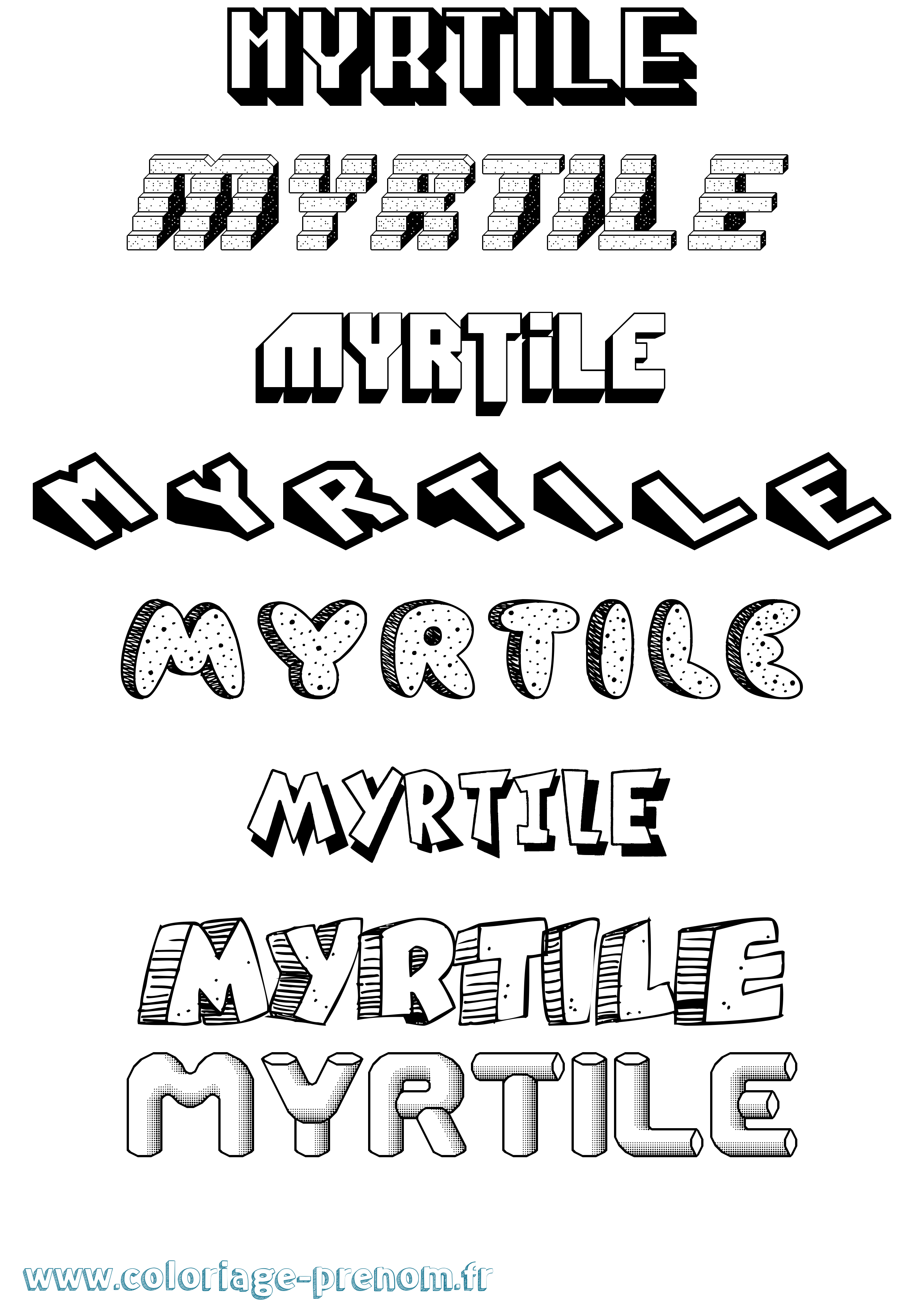 Coloriage Myrtile Effet 3D Coloriage prénom Myrtile Effet 3D
