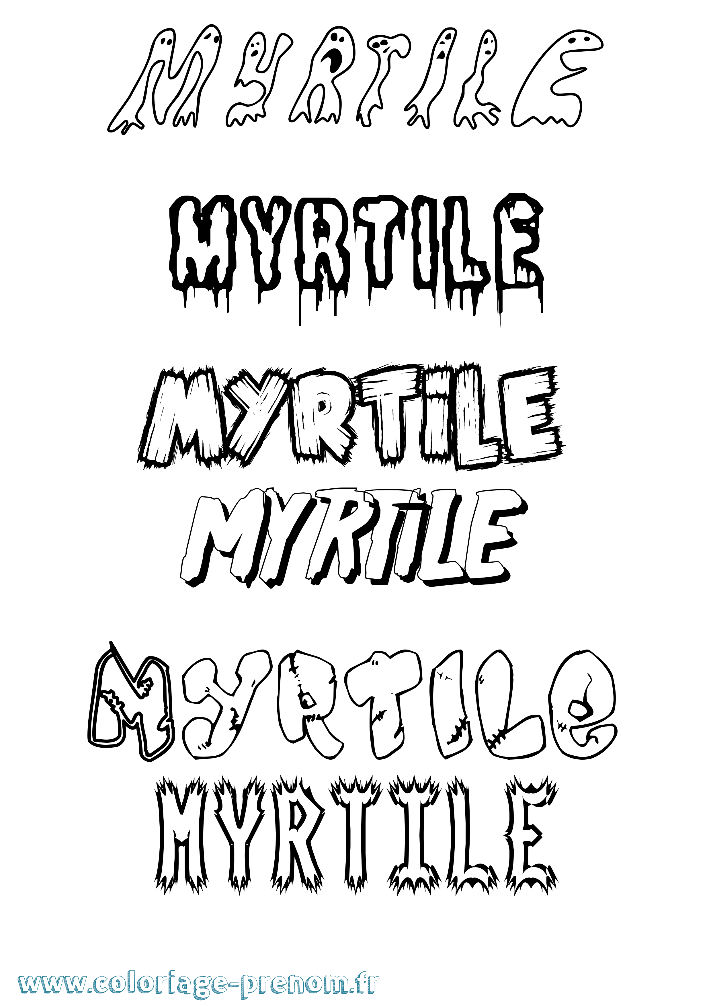 Coloriage Myrtile Frisson Coloriage prénom Myrtile Frisson
