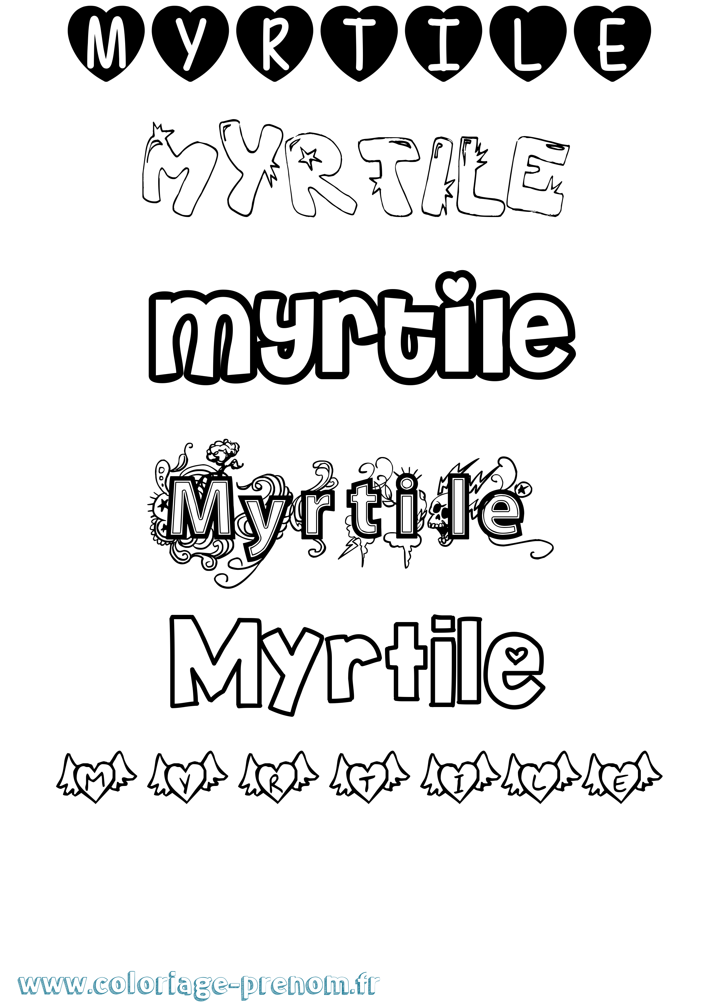 Coloriage Myrtile Girly Coloriage prénom Myrtile Girly