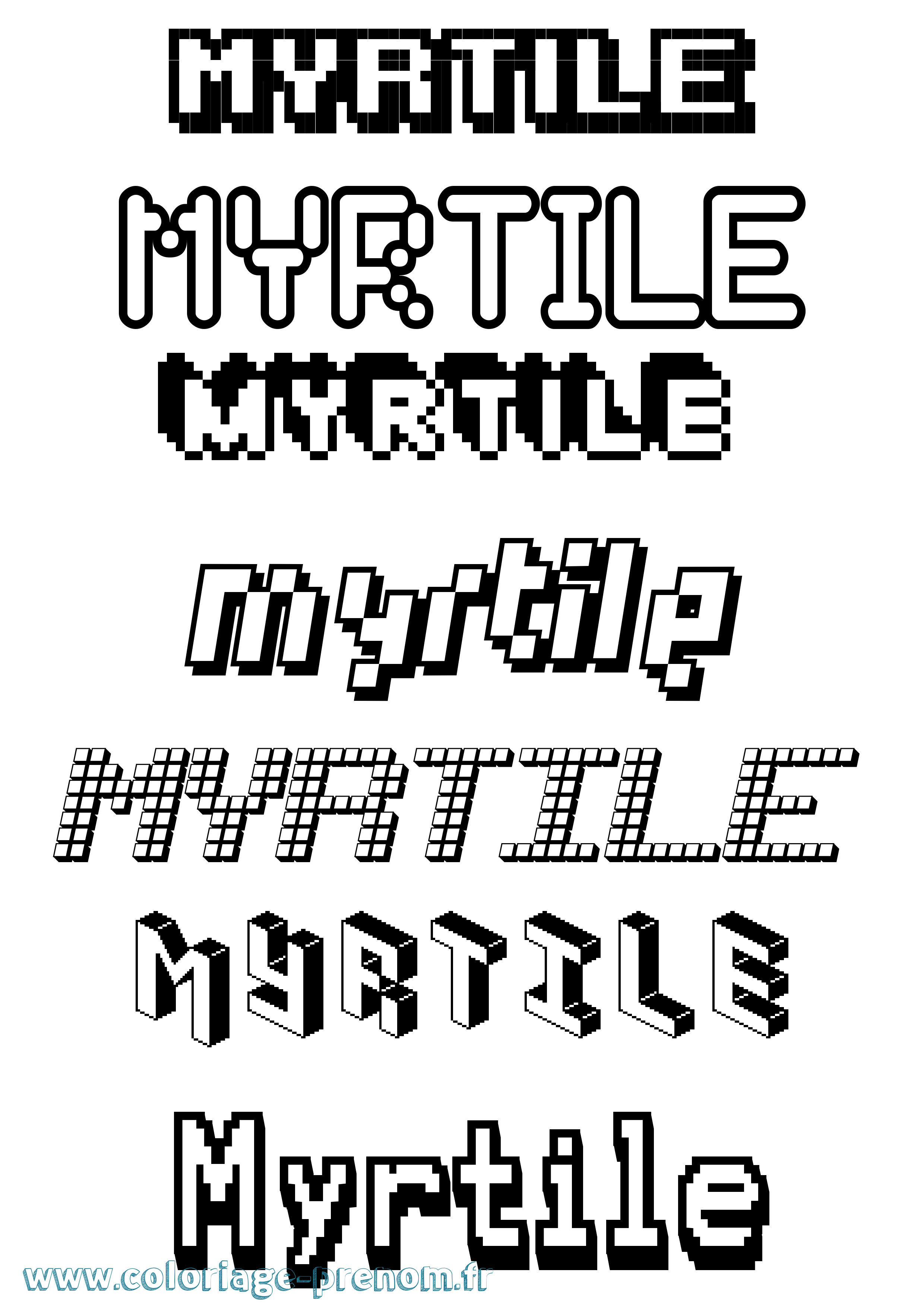 Coloriage Myrtile Pixel Coloriage prénom Myrtile Pixel