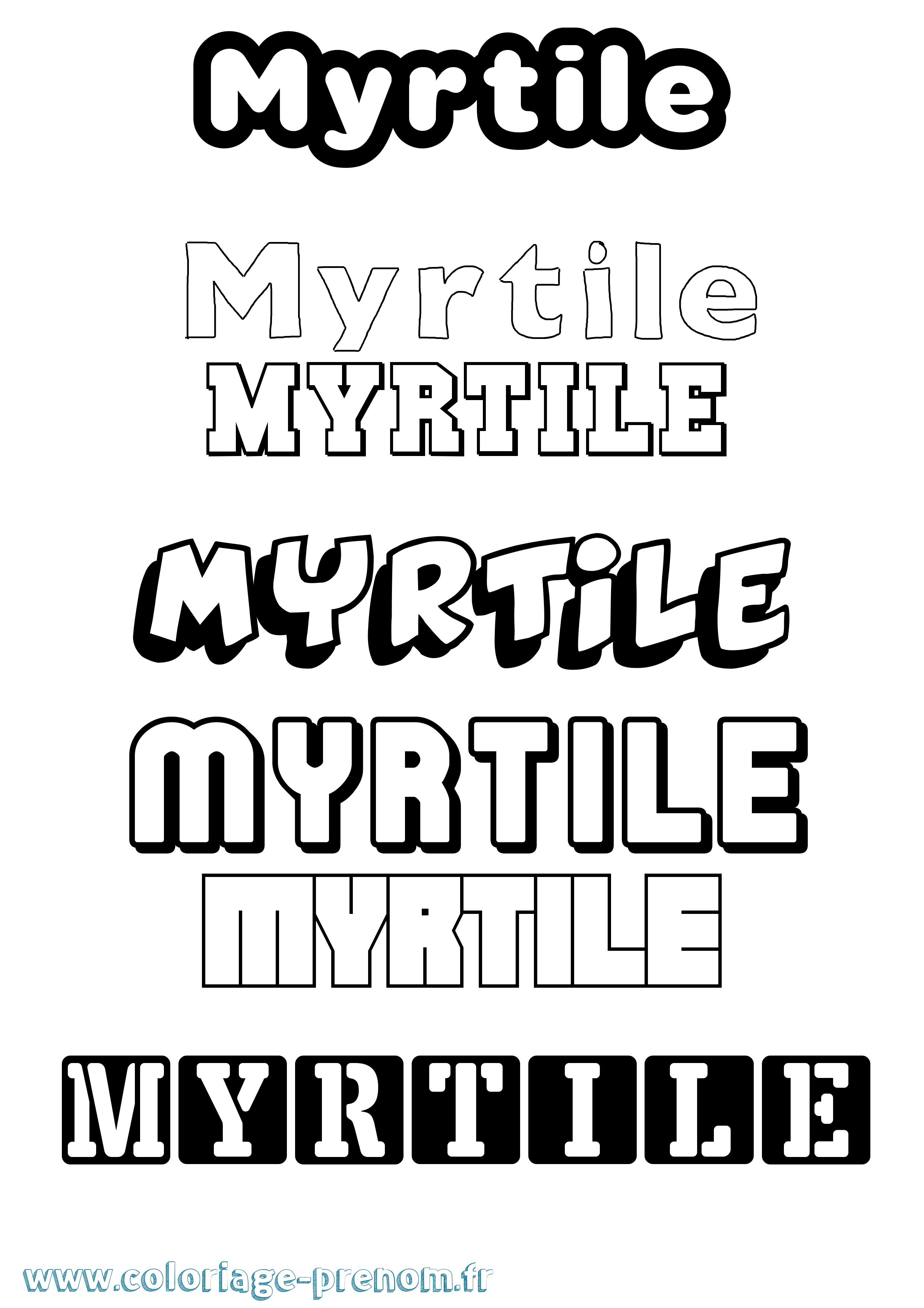 Coloriage Myrtile Simple Coloriage prénom Myrtile Simple