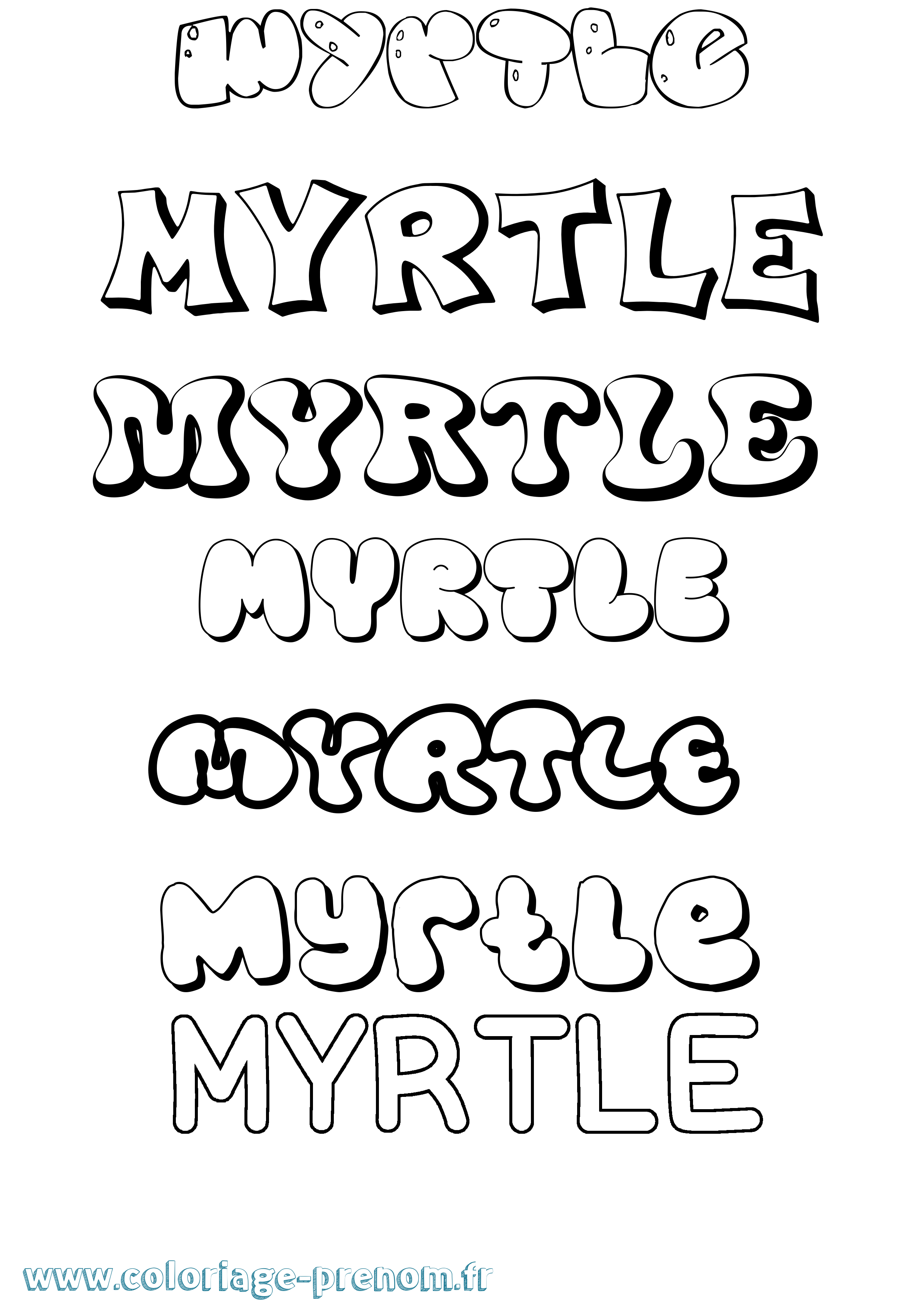 Coloriage Myrtle Bubble Coloriage prénom Myrtle Bubble