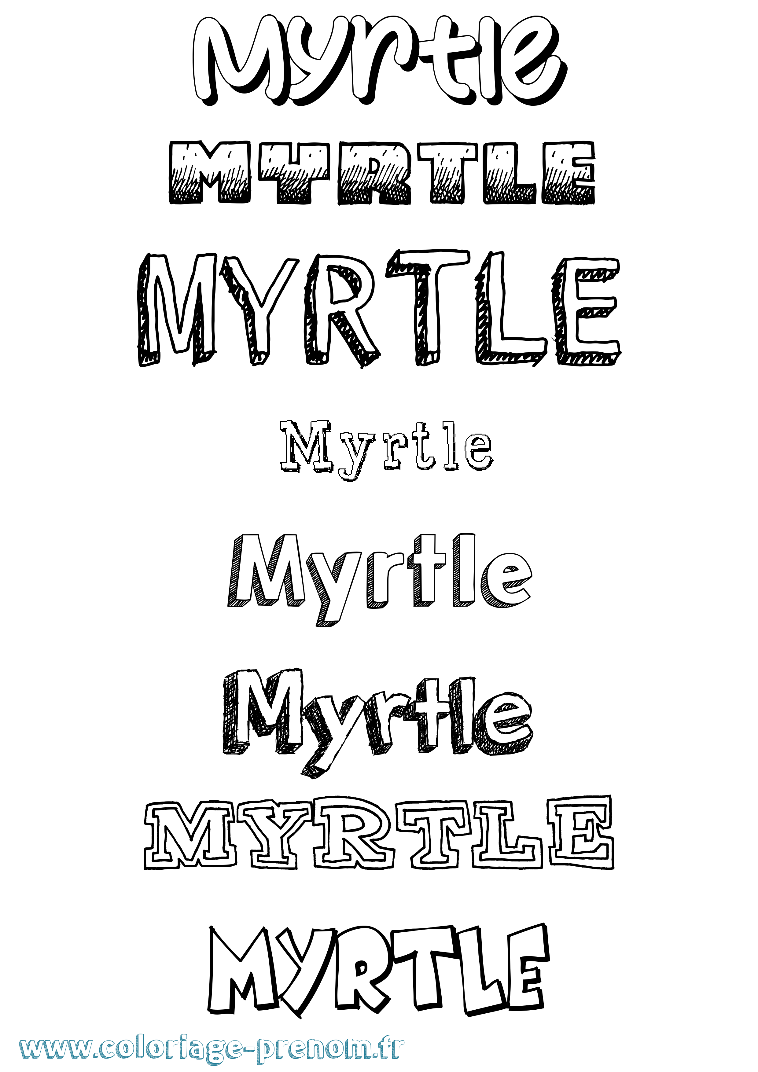 Coloriage Myrtle Dessiné Coloriage prénom Myrtle Dessiné
