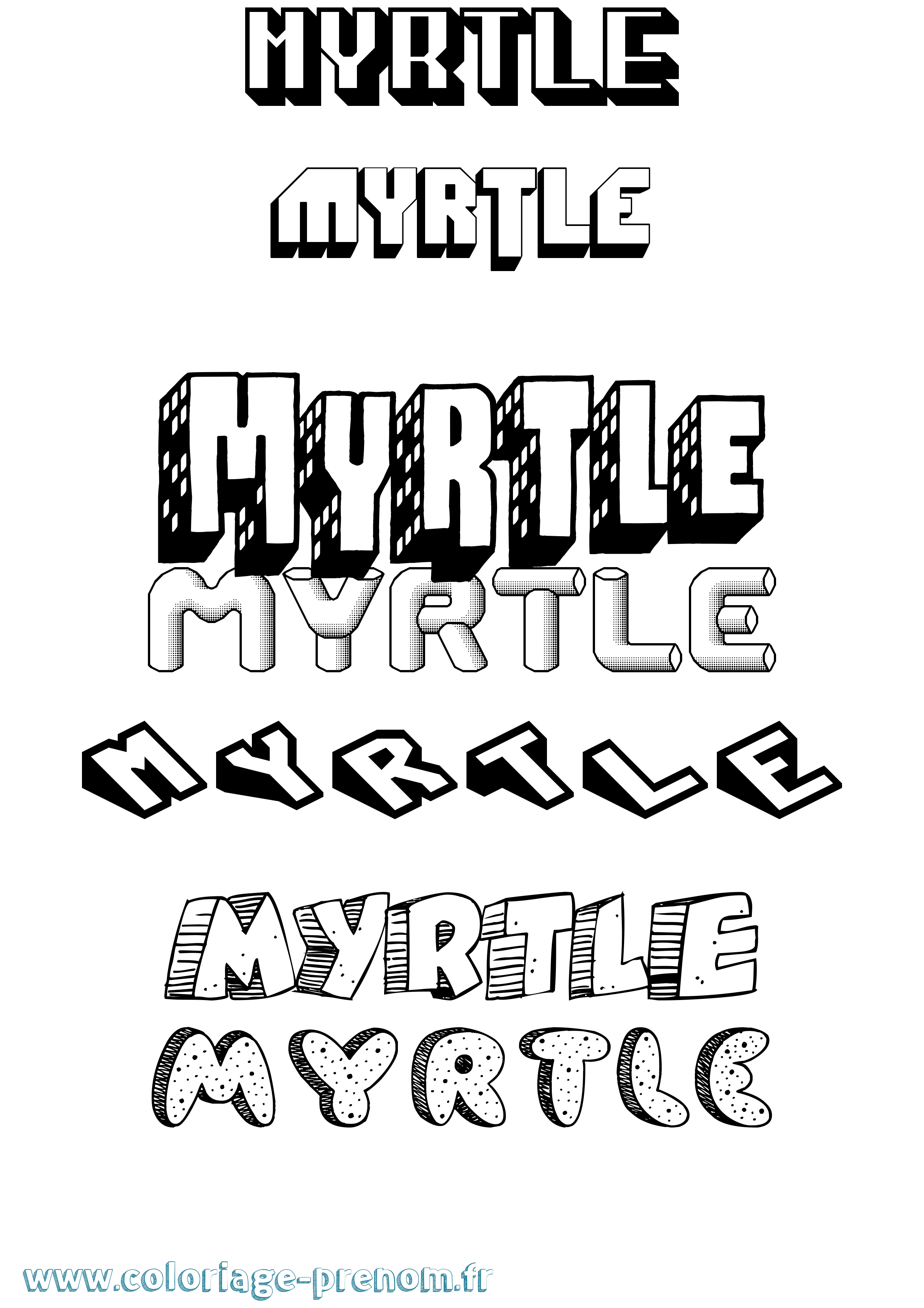 Coloriage Myrtle Effet 3D Coloriage prénom Myrtle Effet 3D