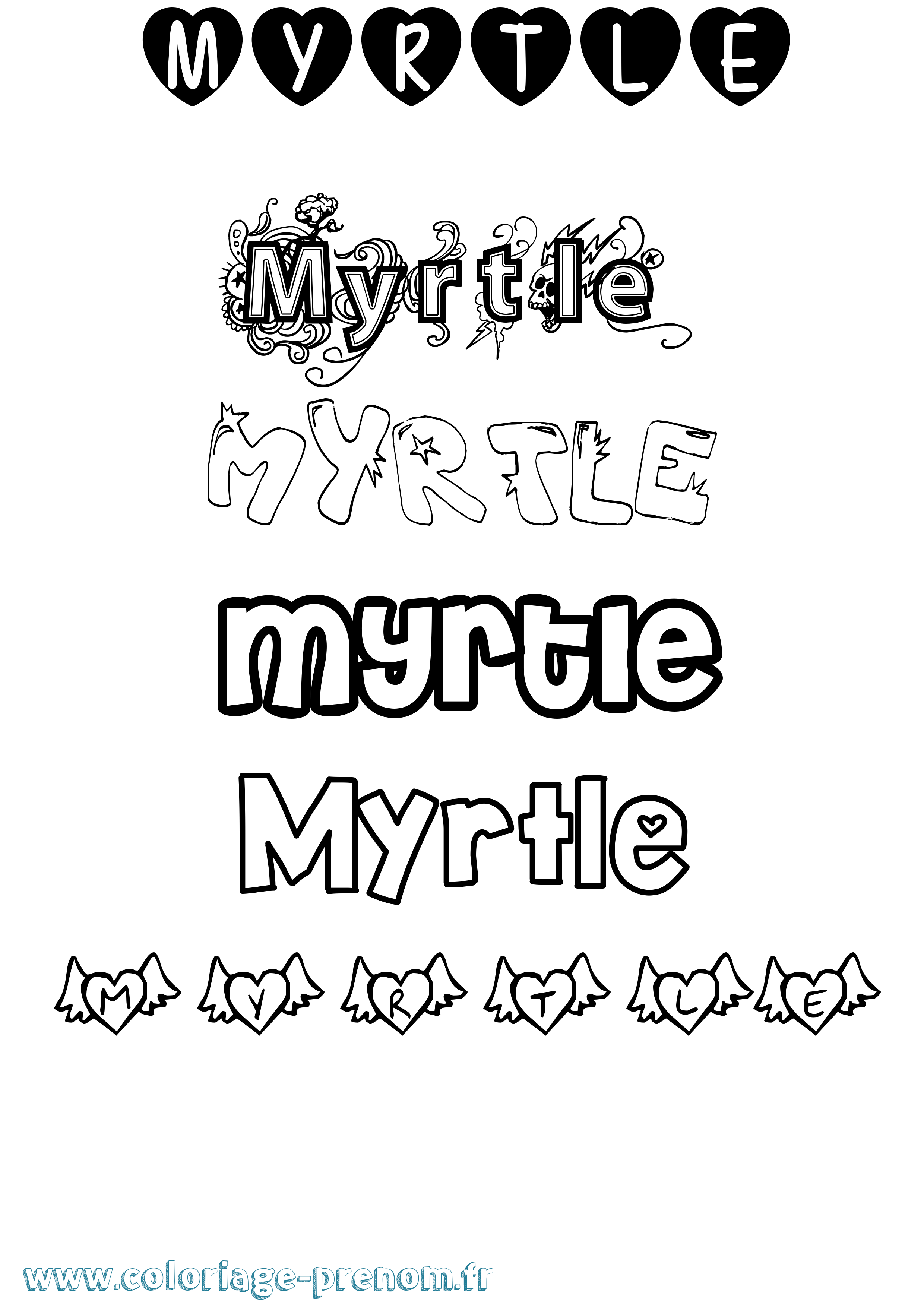 Coloriage Myrtle Girly Coloriage prénom Myrtle Girly