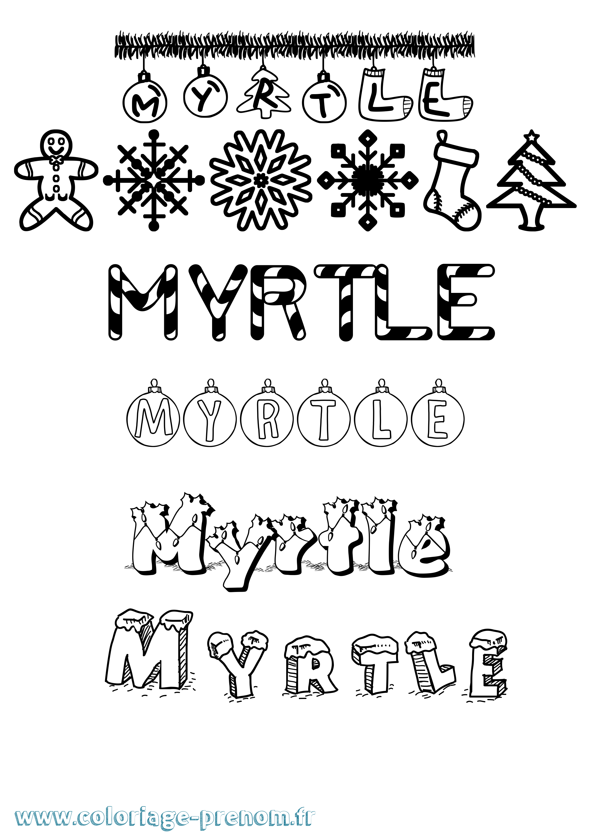 Coloriage Myrtle Noël Coloriage prénom Myrtle Noël