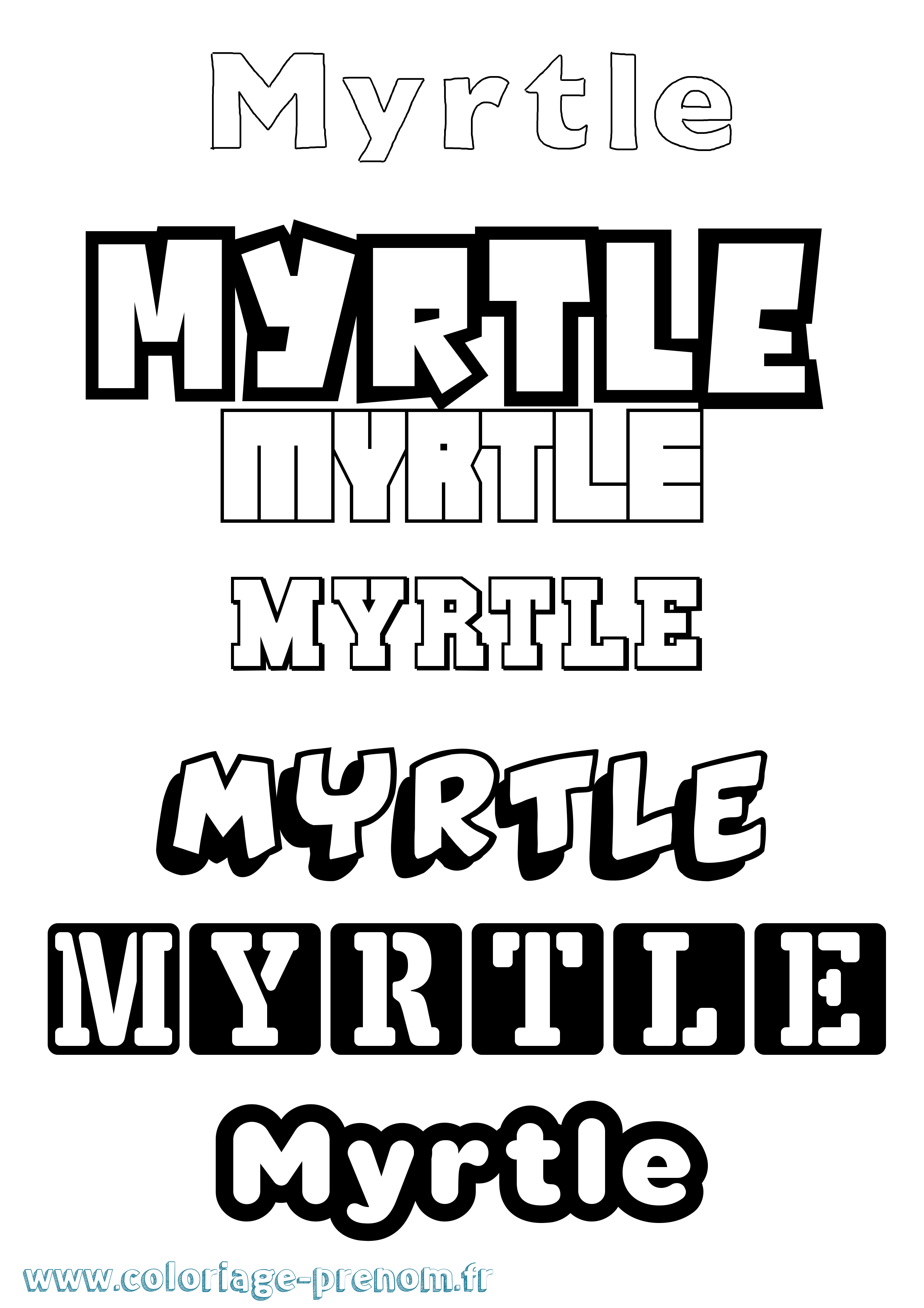 Coloriage Myrtle Simple Coloriage prénom Myrtle Simple