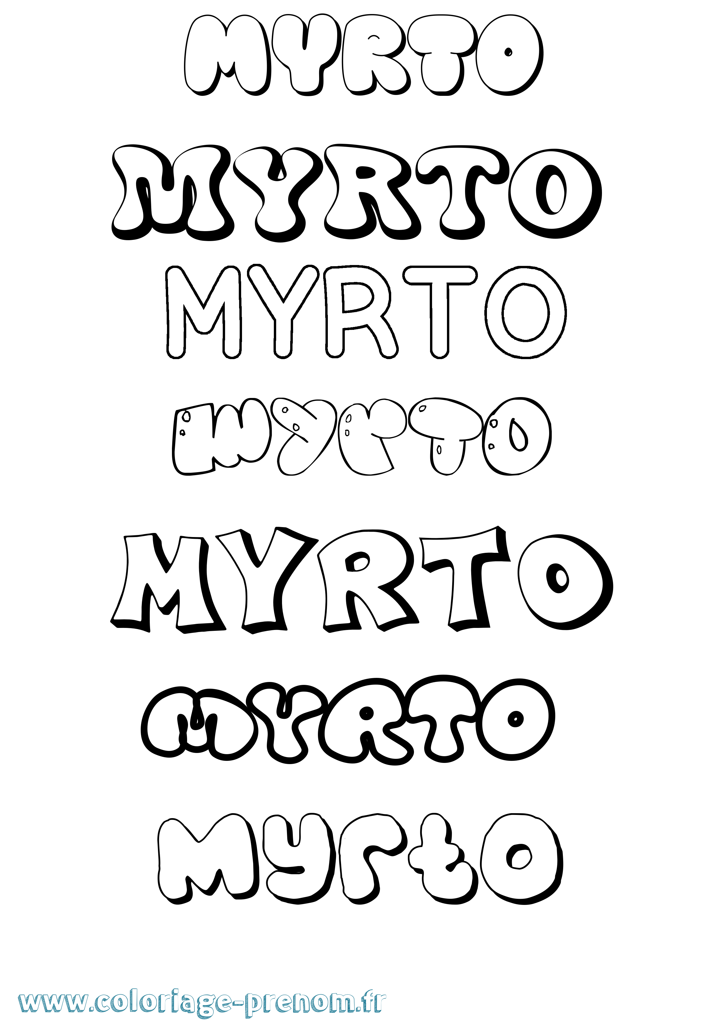 Coloriage Myrto Bubble Coloriage prénom Myrto Bubble