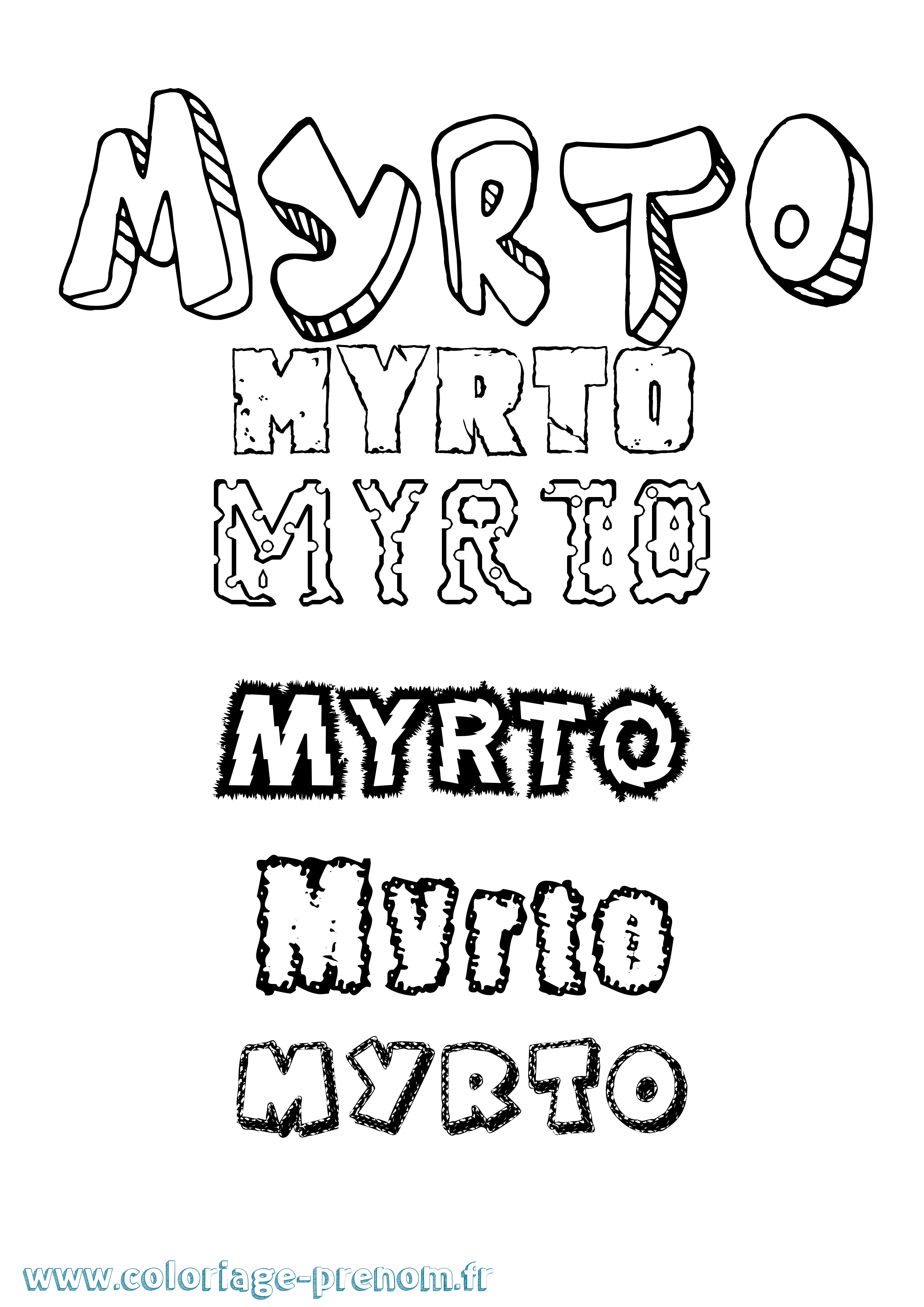 Coloriage Myrto Destructuré Coloriage prénom Myrto Destructuré