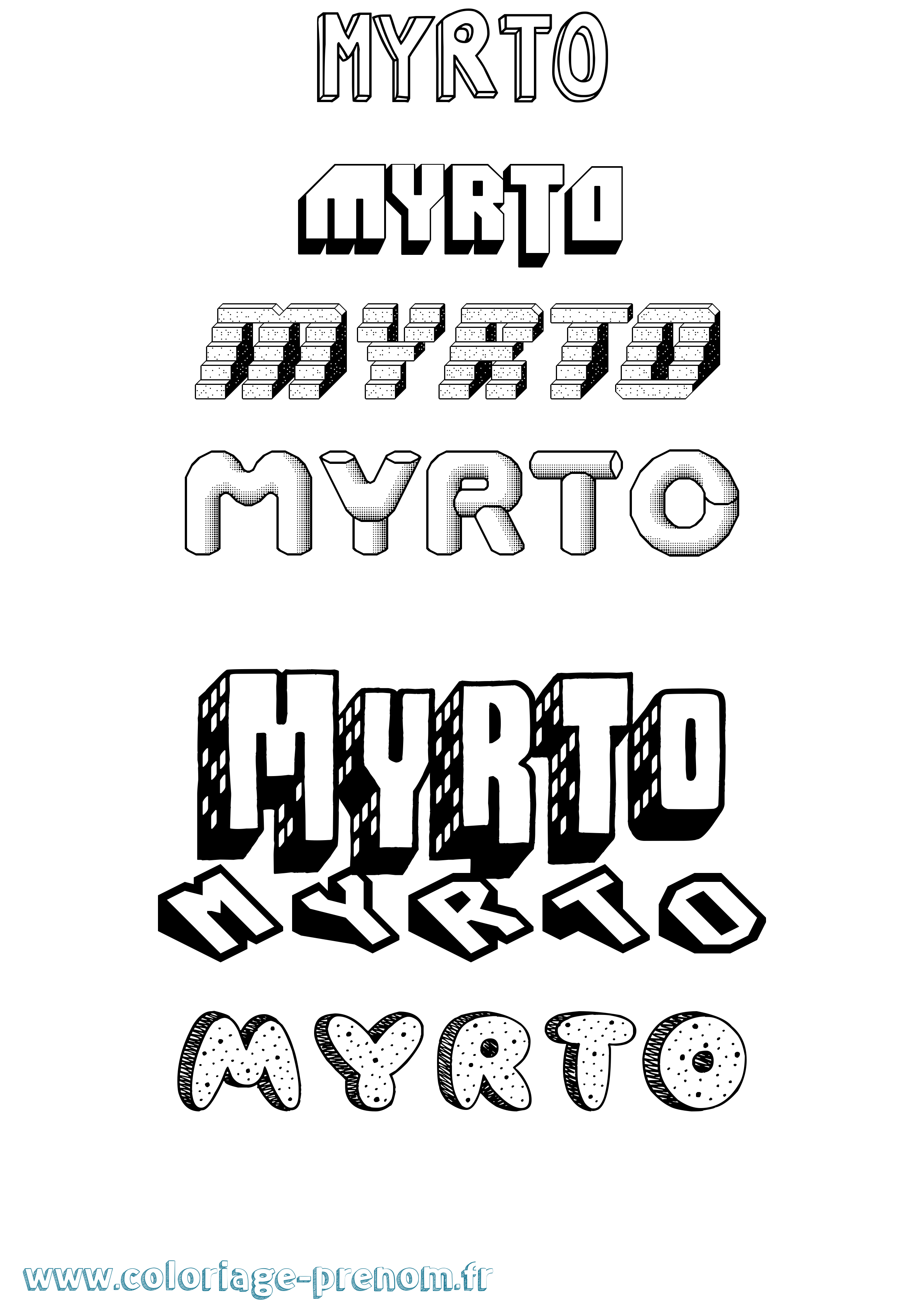 Coloriage Myrto Effet 3D Coloriage prénom Myrto Effet 3D