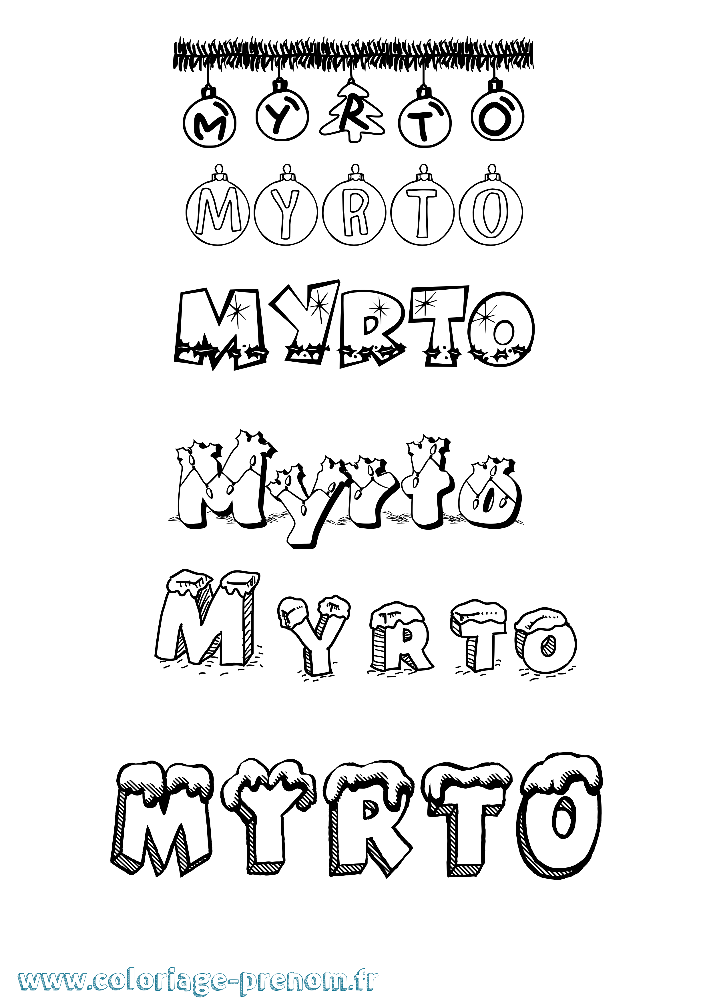 Coloriage Myrto Noël Coloriage prénom Myrto Noël