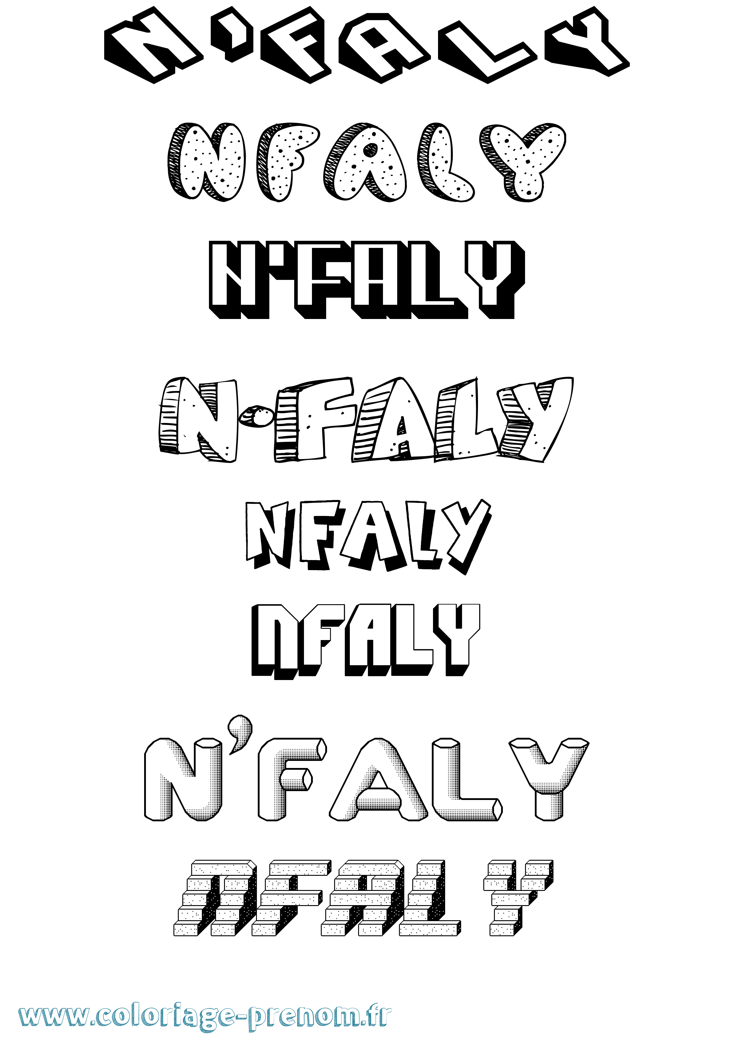 Coloriage N'Faly Effet 3D Coloriage prénom N'Faly Effet 3D