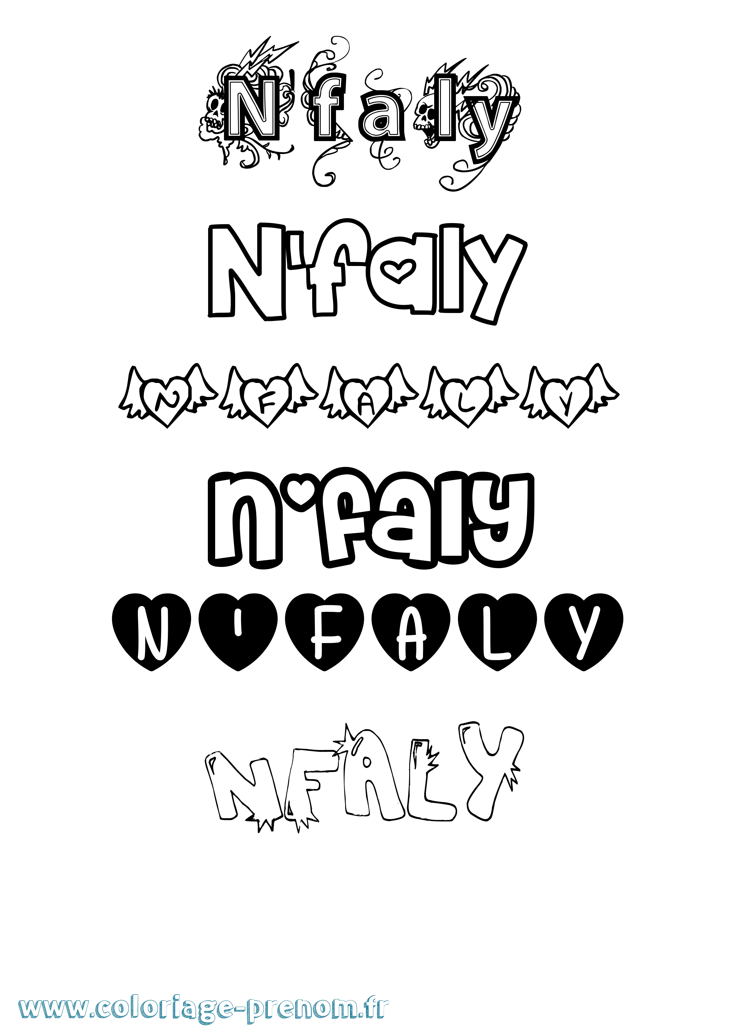 Coloriage N'Faly Girly Coloriage prénom N'Faly Girly
