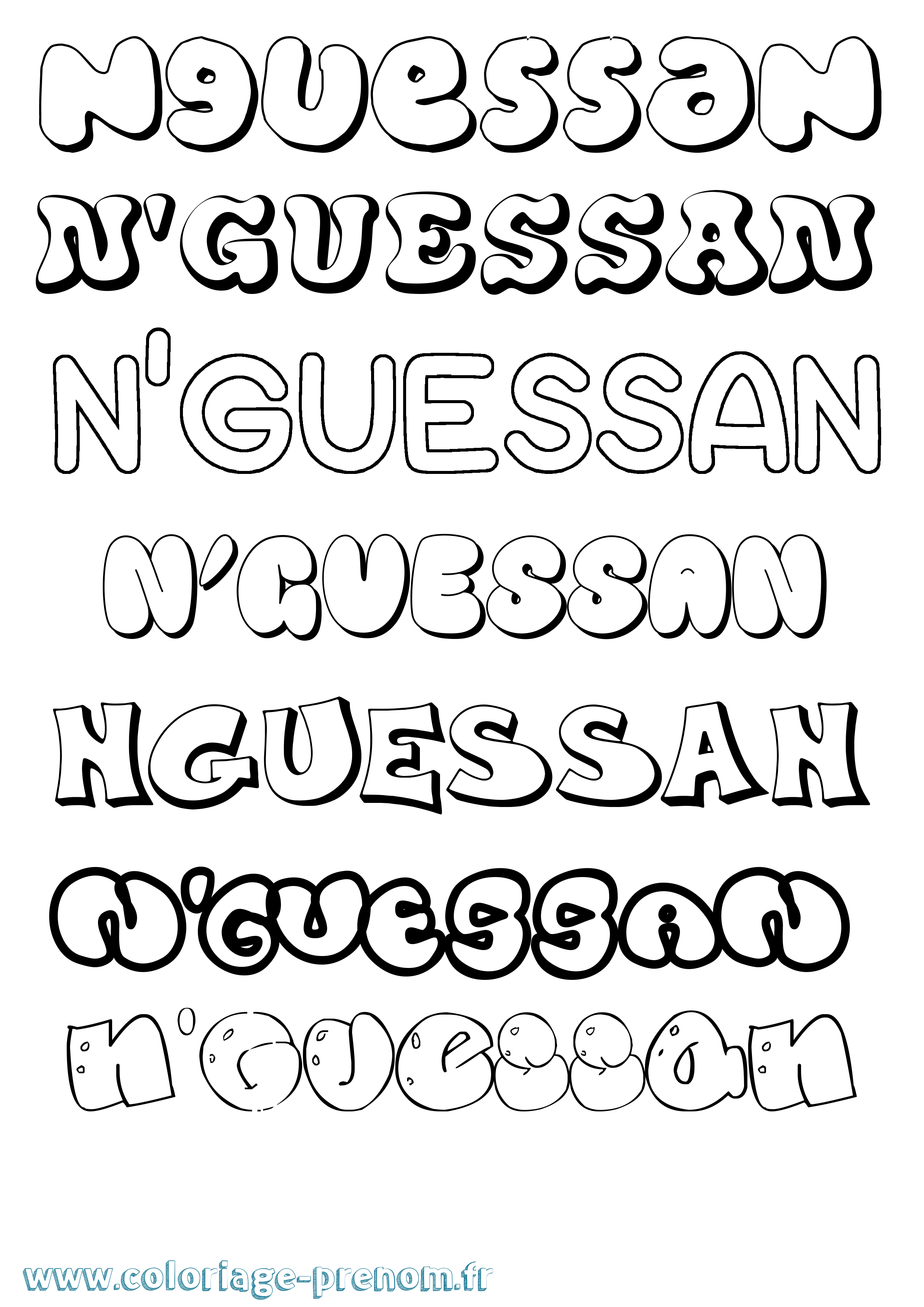 Coloriage N'Guessan Bubble Coloriage prénom N'Guessan Bubble