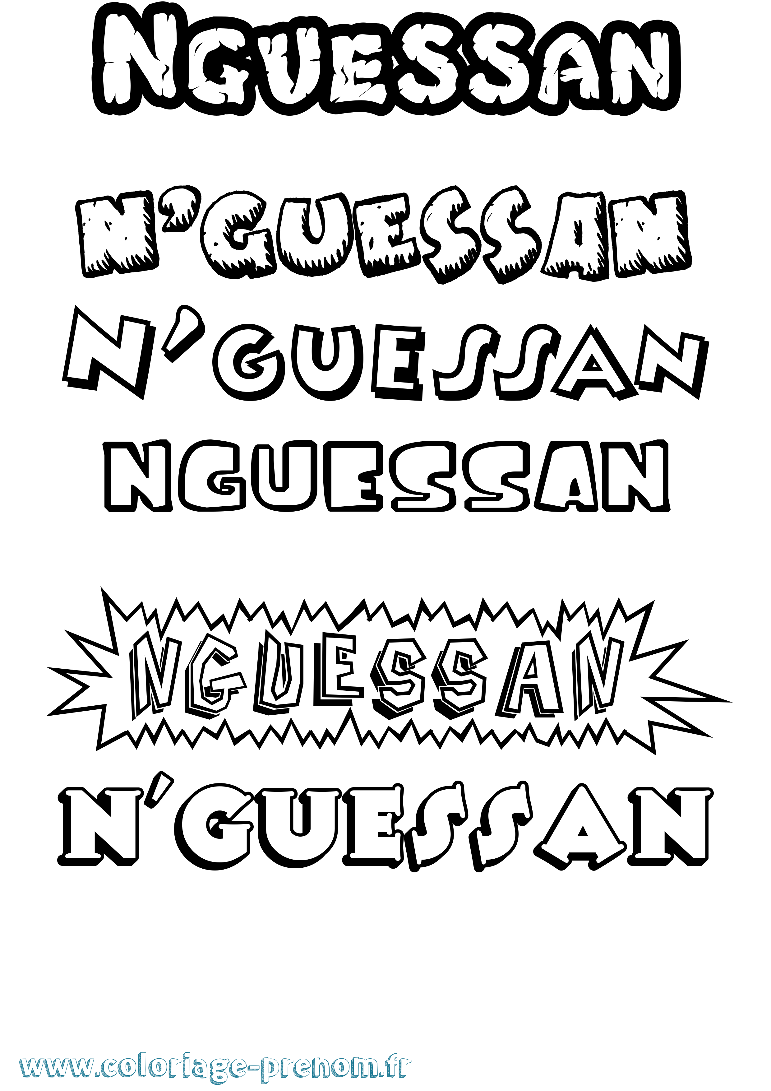 Coloriage N'Guessan Dessin Animé Coloriage prénom N'Guessan Dessin Animé