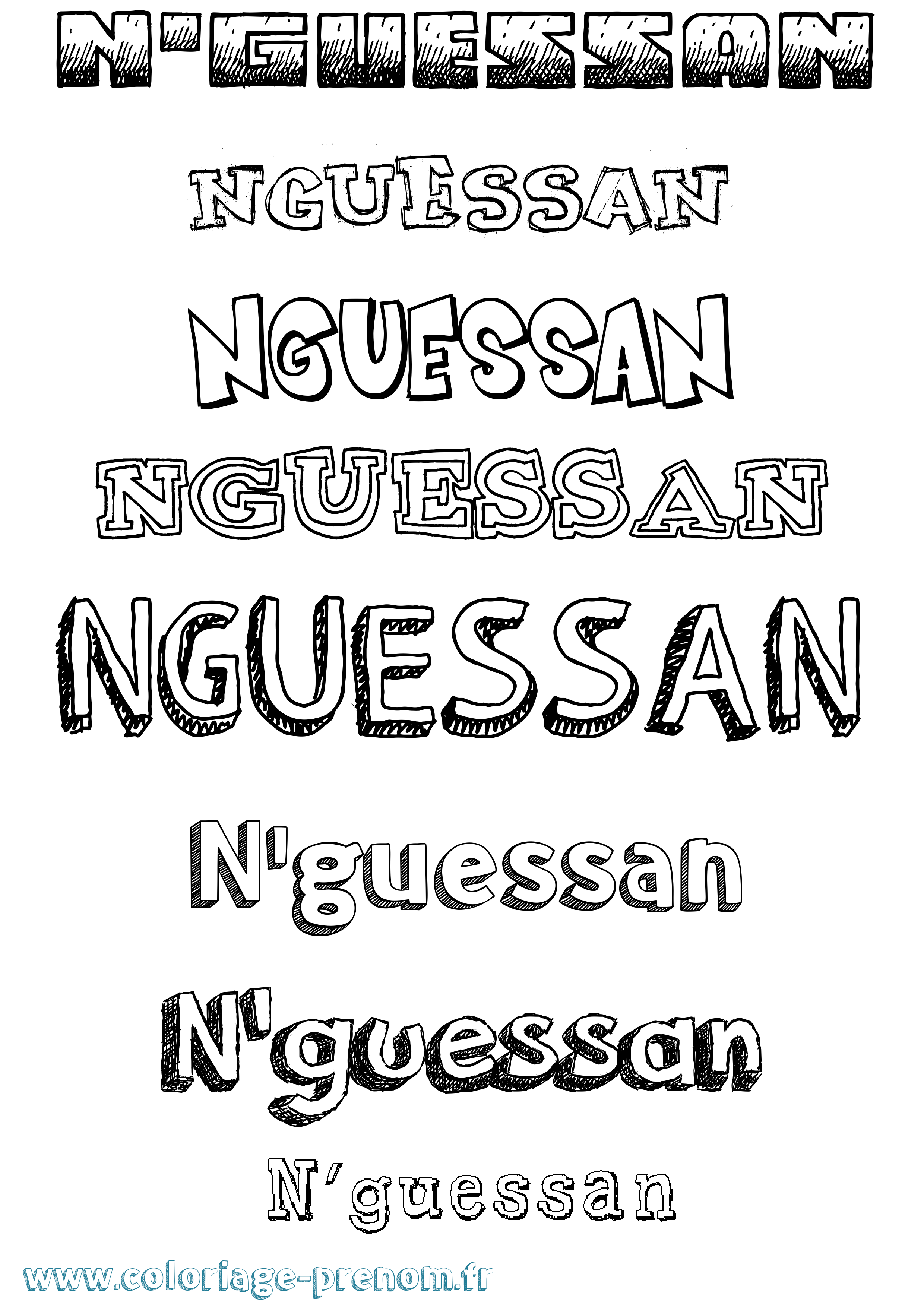 Coloriage N'Guessan Dessiné Coloriage prénom N'Guessan Dessiné