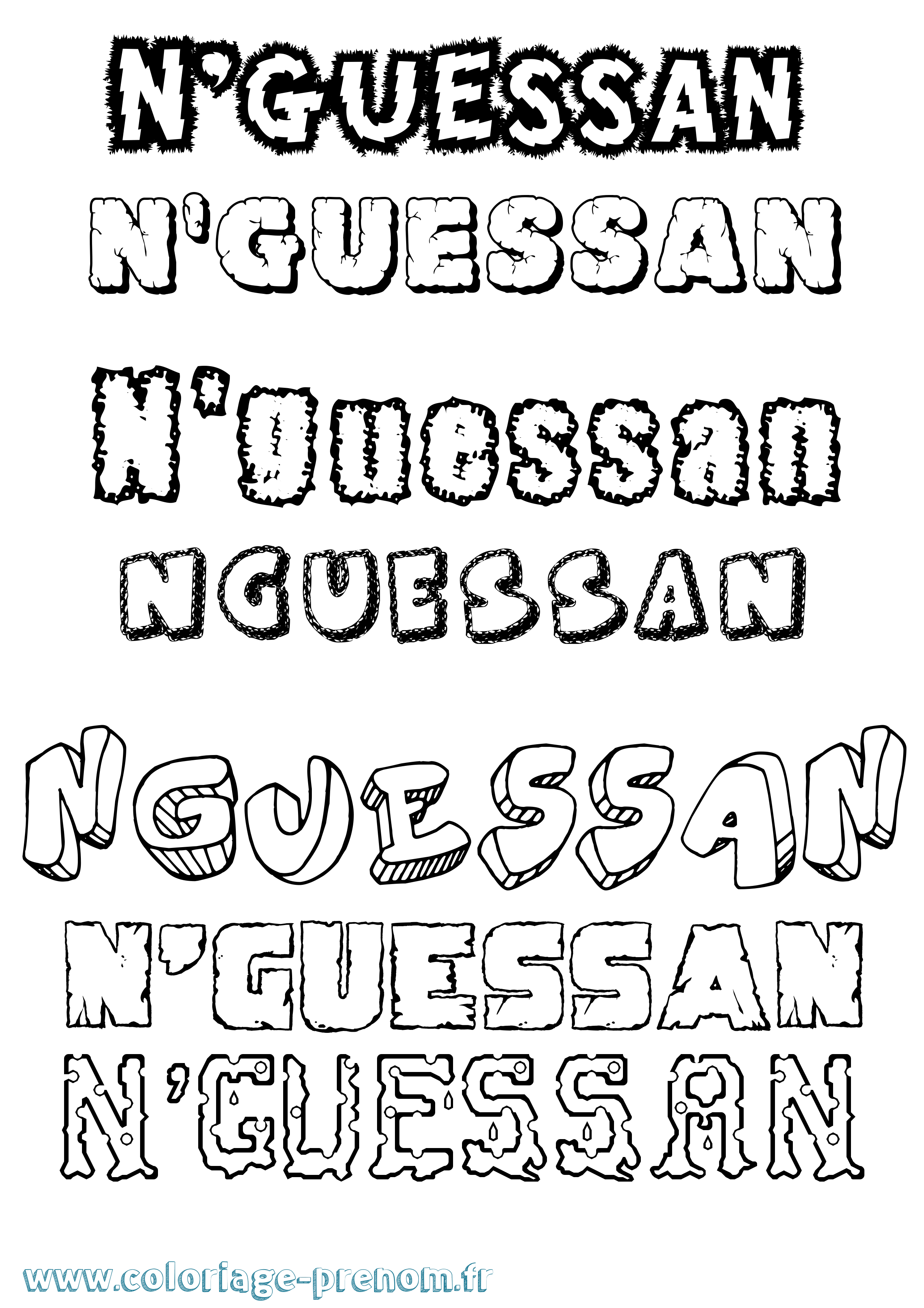Coloriage N'Guessan Destructuré Coloriage prénom N'Guessan Destructuré