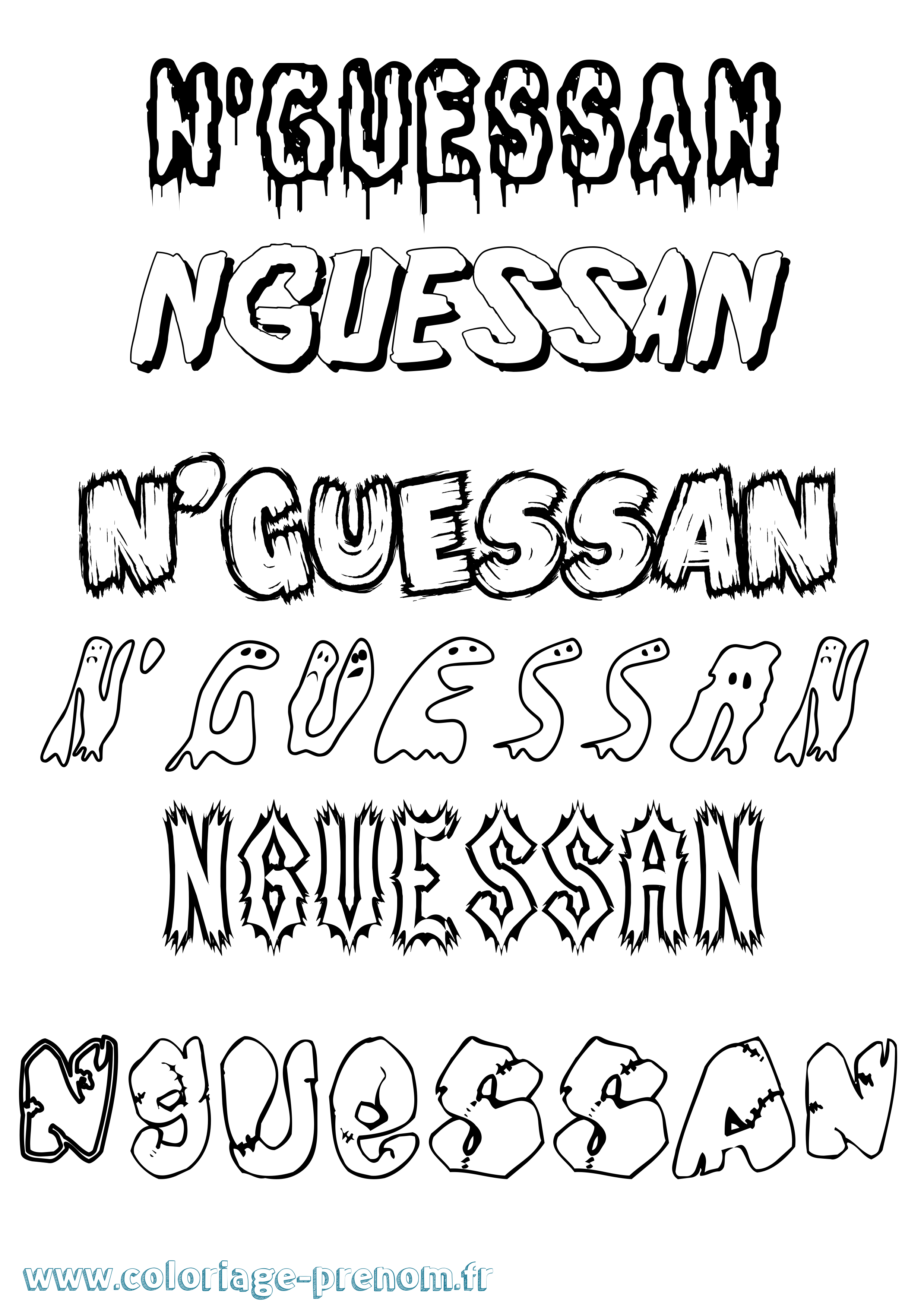Coloriage N'Guessan Frisson Coloriage prénom N'Guessan Frisson