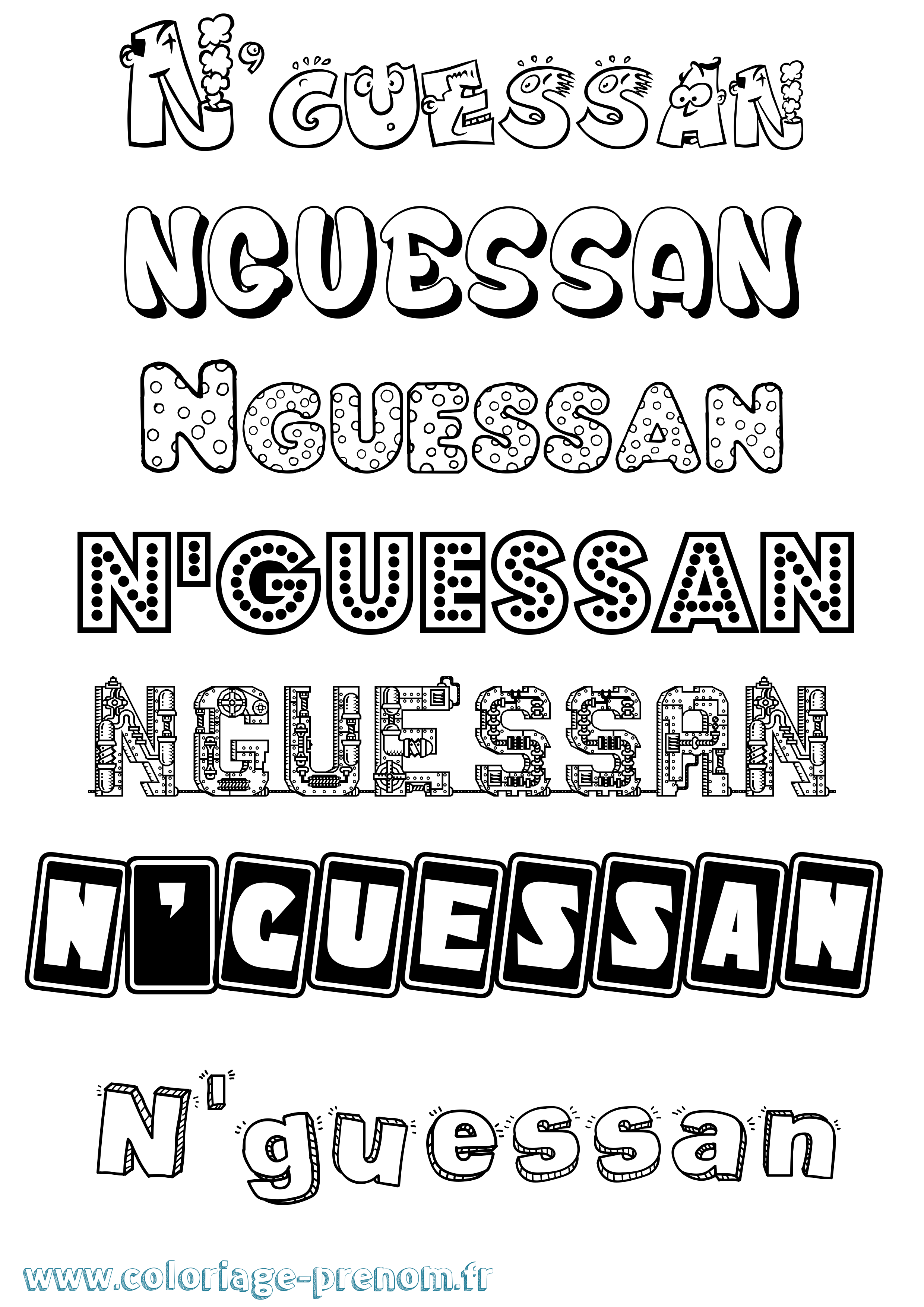 Coloriage N'Guessan Fun Coloriage prénom N'Guessan Fun
