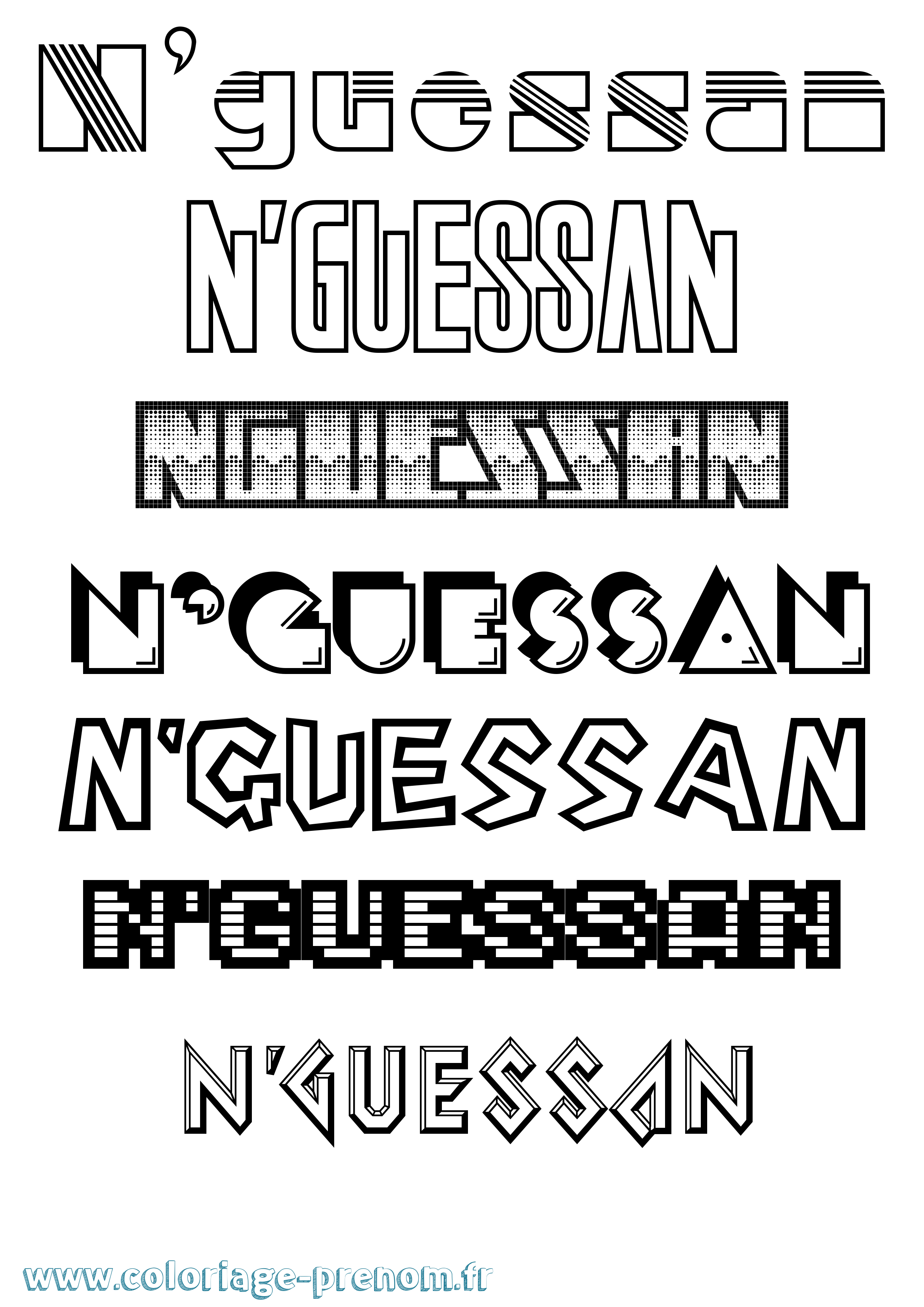 Coloriage N'Guessan Jeux Vidéos Coloriage prénom N'Guessan Jeux Vidéos