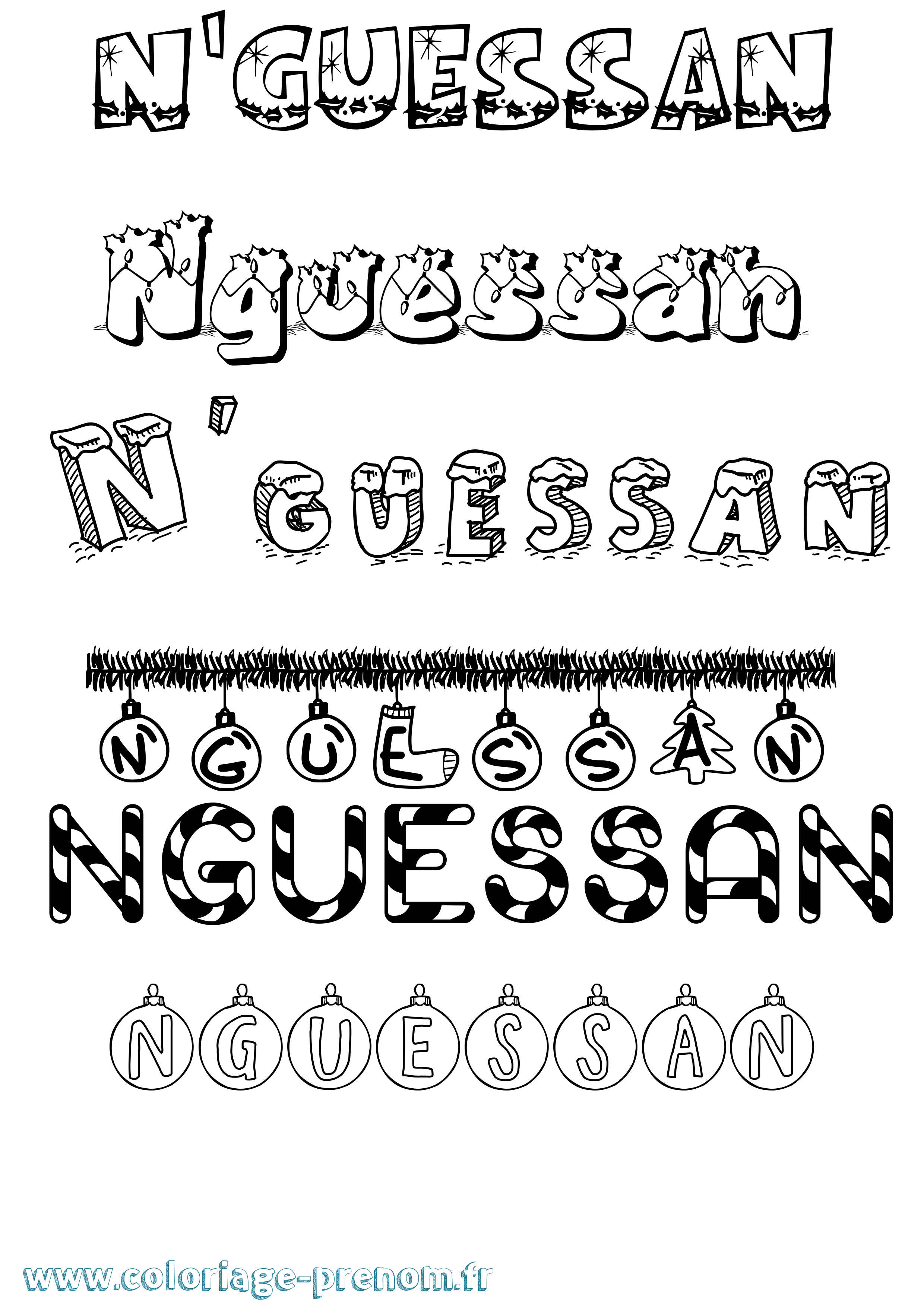 Coloriage N'Guessan Noël Coloriage prénom N'Guessan Noël