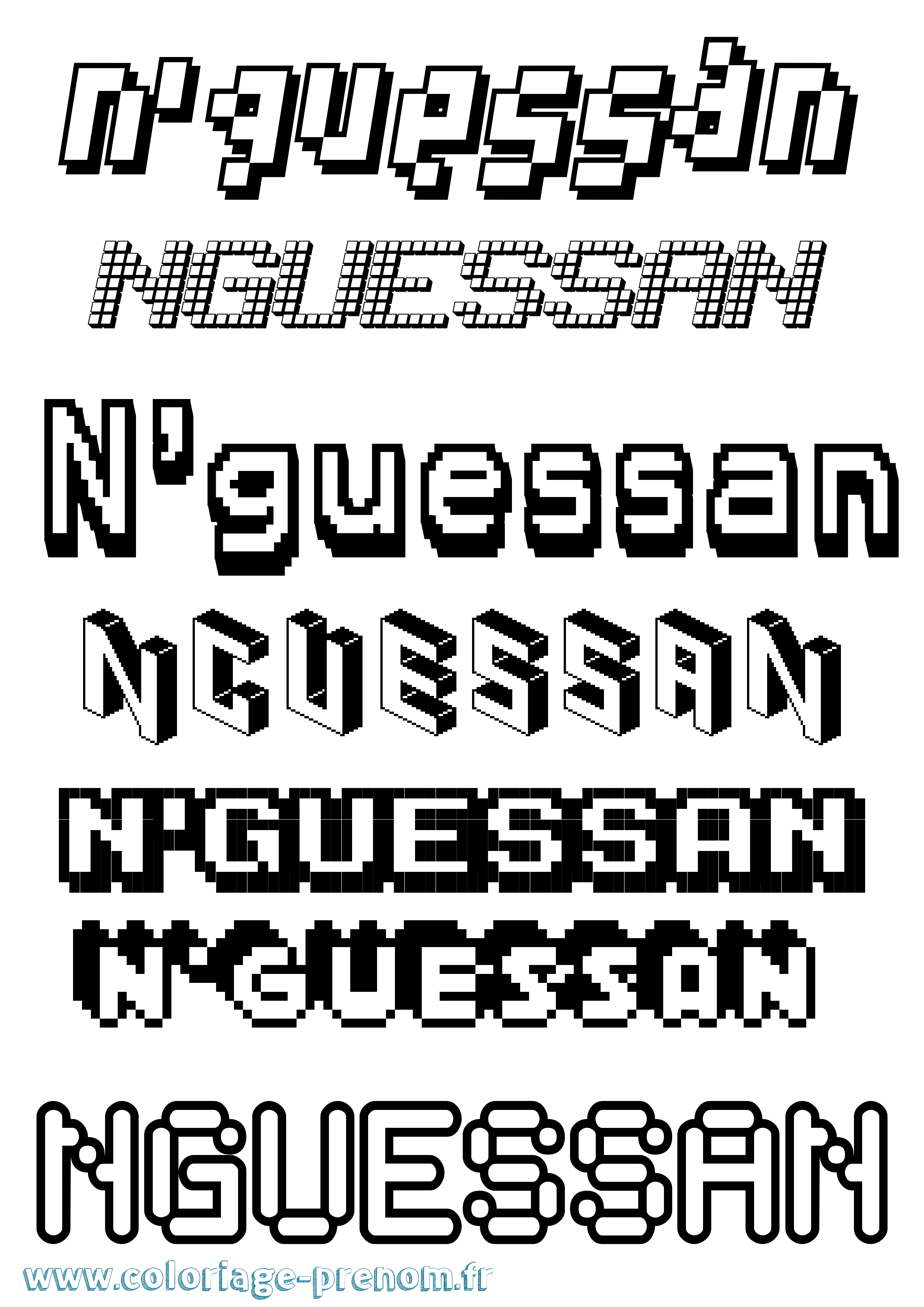 Coloriage N'Guessan Pixel Coloriage prénom N'Guessan Pixel