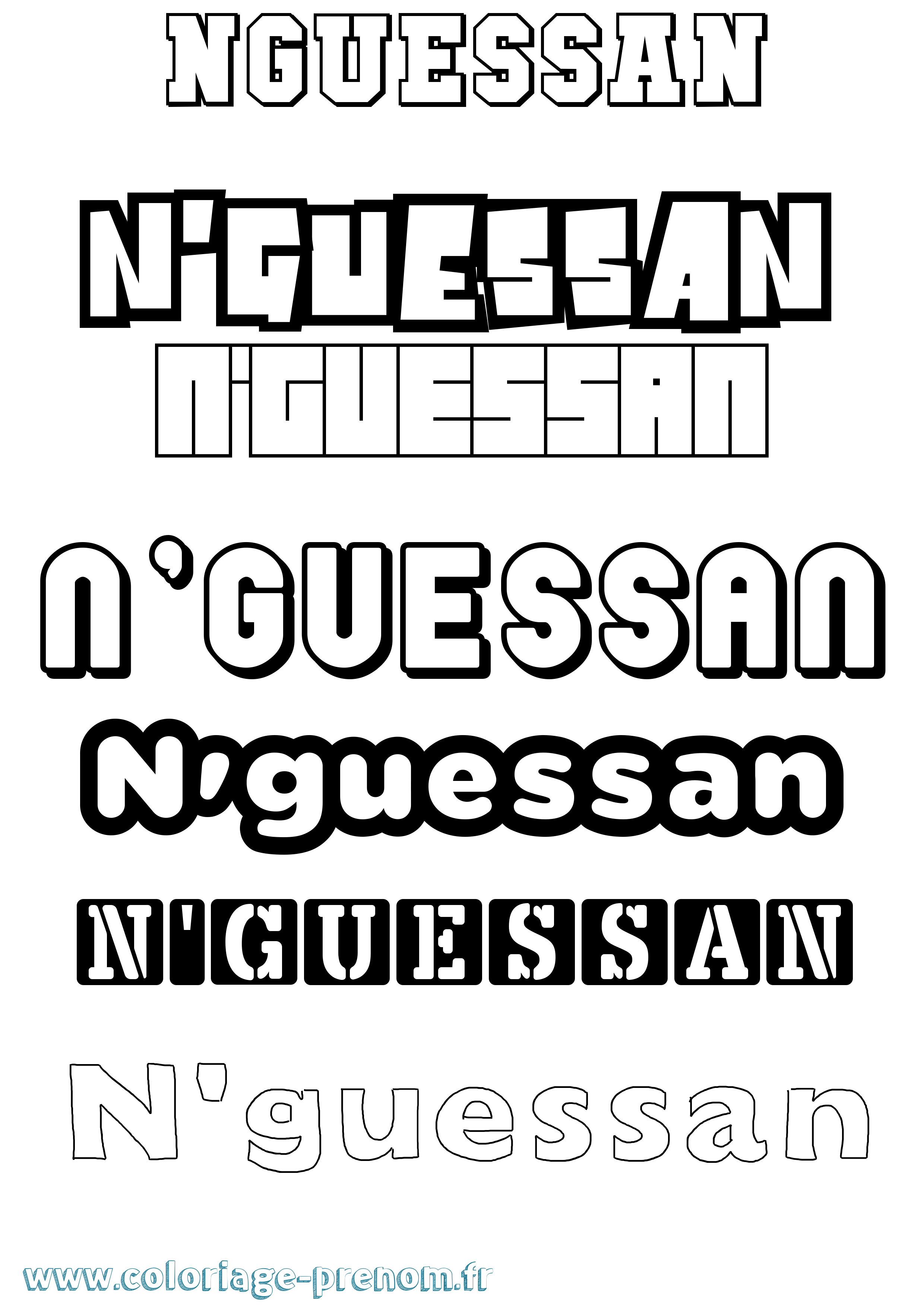 Coloriage N'Guessan Simple Coloriage prénom N'Guessan Simple