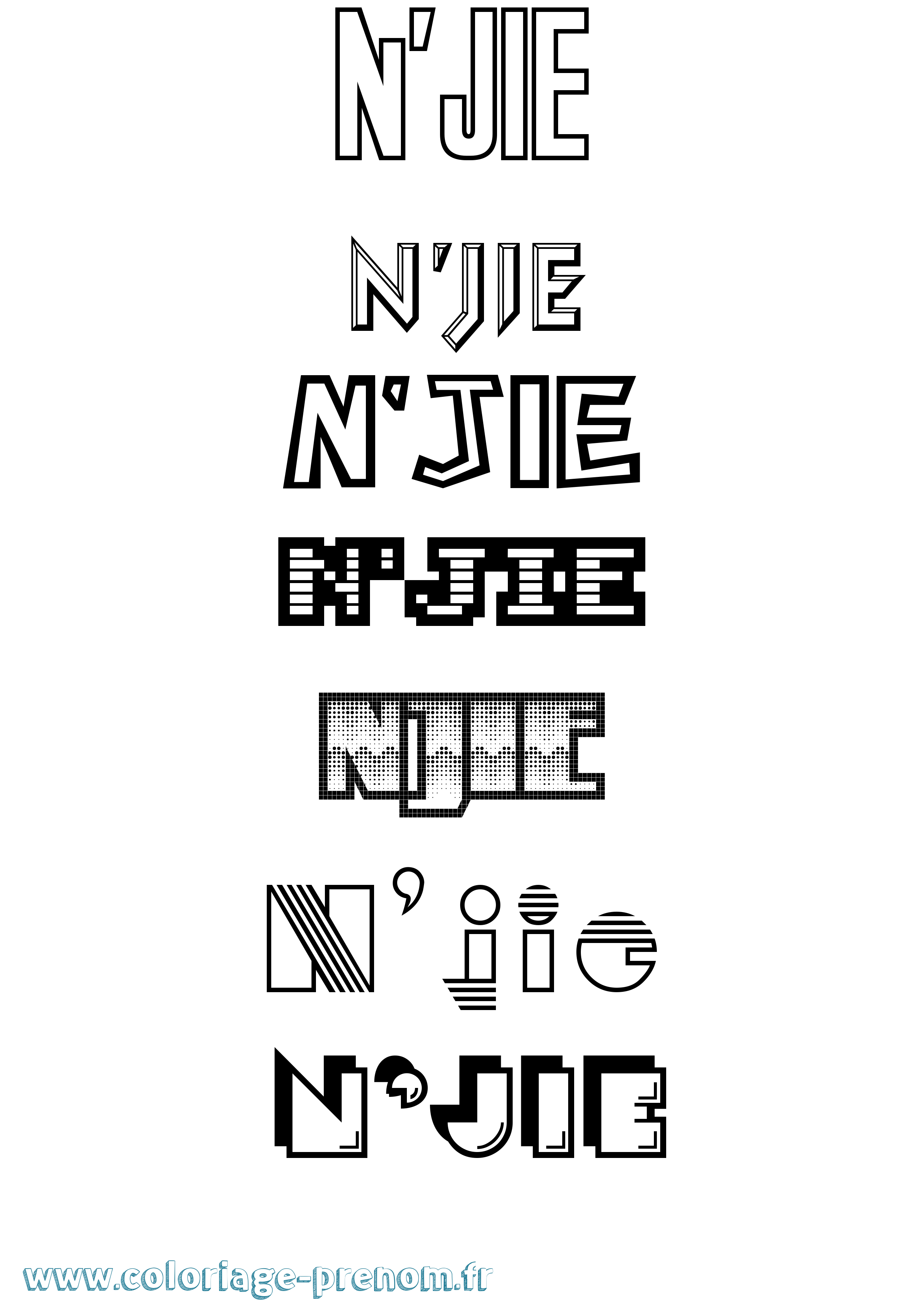 Coloriage N'Jie Jeux Vidéos Coloriage prénom N'Jie Jeux Vidéos