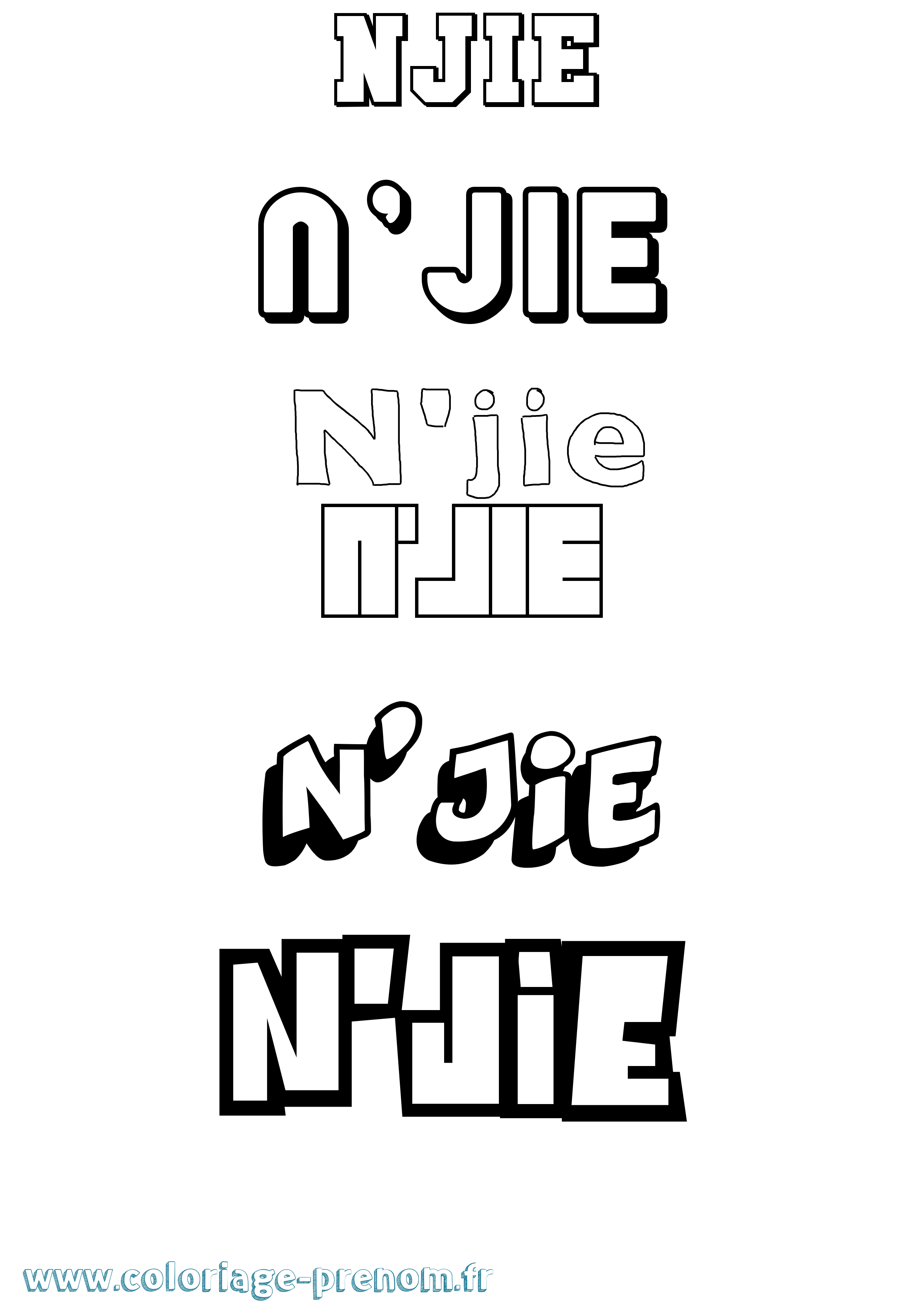 Coloriage N'Jie Simple Coloriage prénom N'Jie Simple
