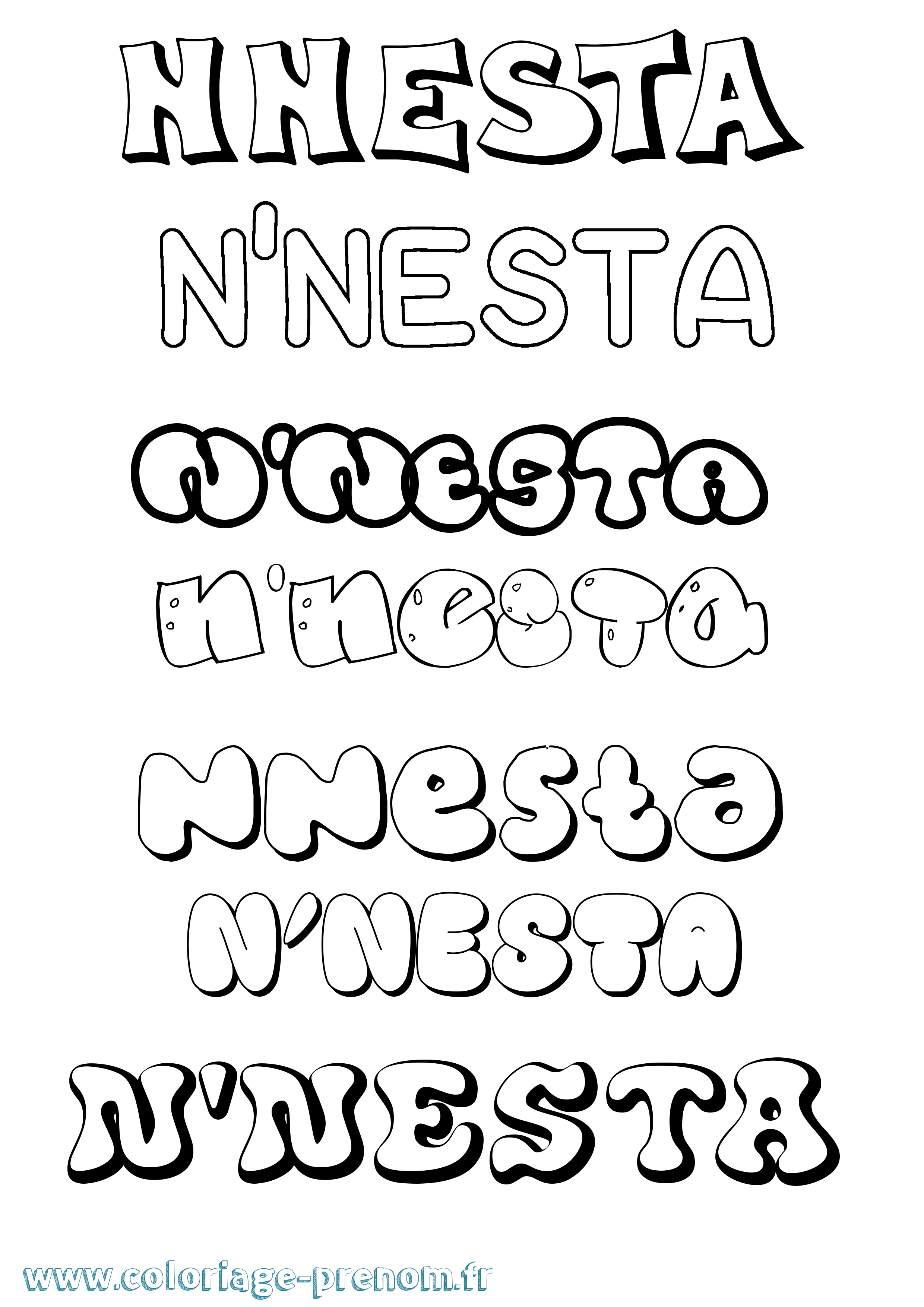 Coloriage N'Nesta Bubble Coloriage prénom N'Nesta Bubble