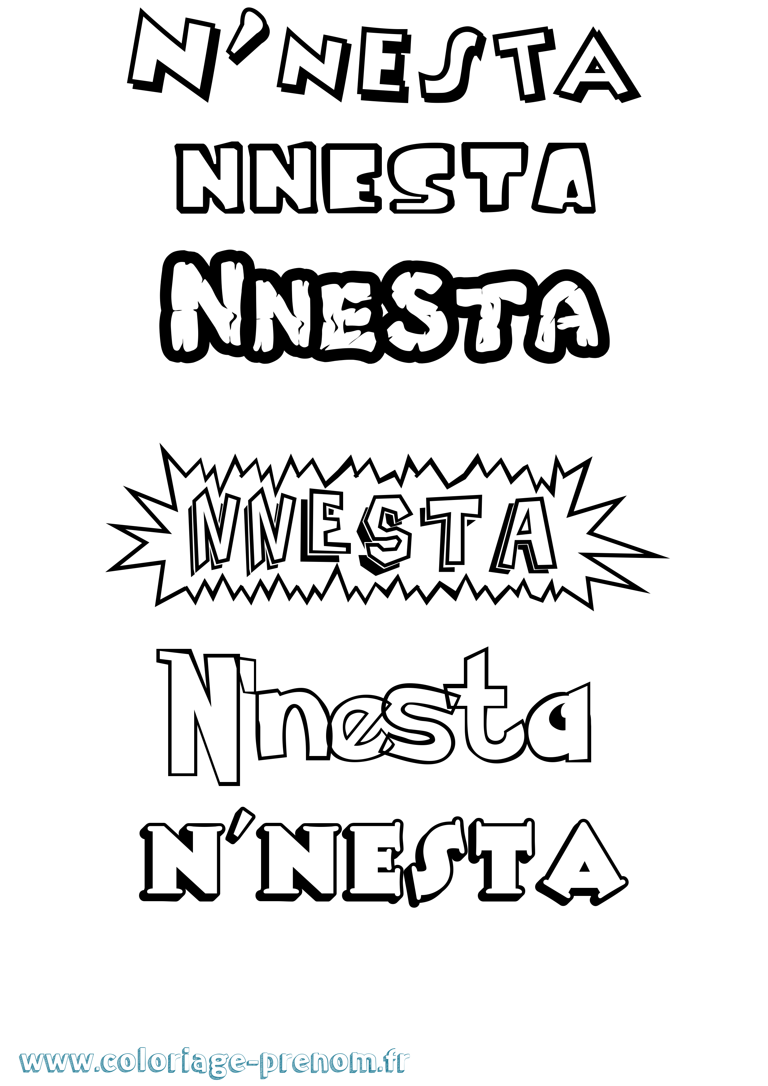 Coloriage N'Nesta Dessin Animé Coloriage prénom N'Nesta Dessin Animé