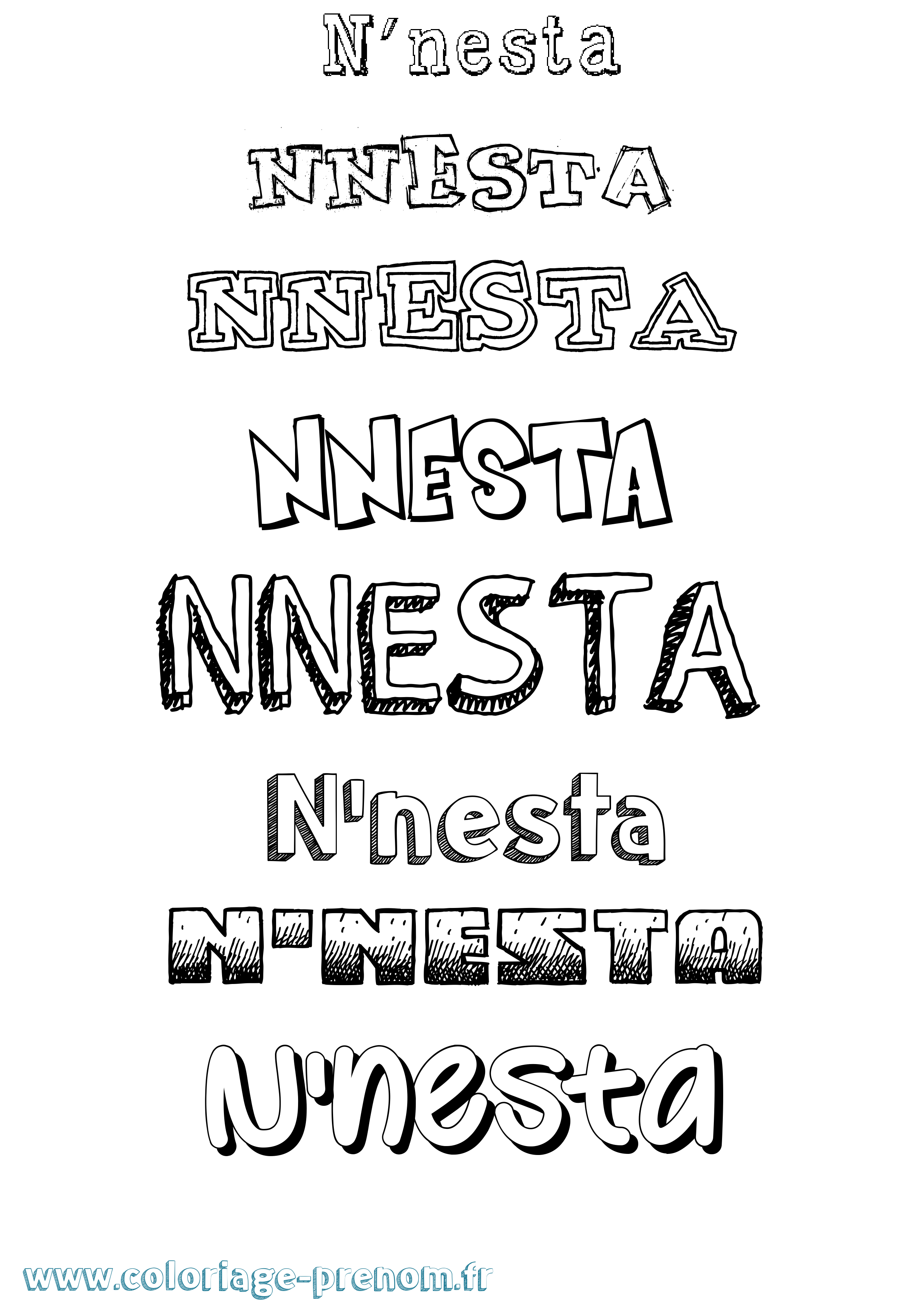Coloriage N'Nesta Dessiné Coloriage prénom N'Nesta Dessiné