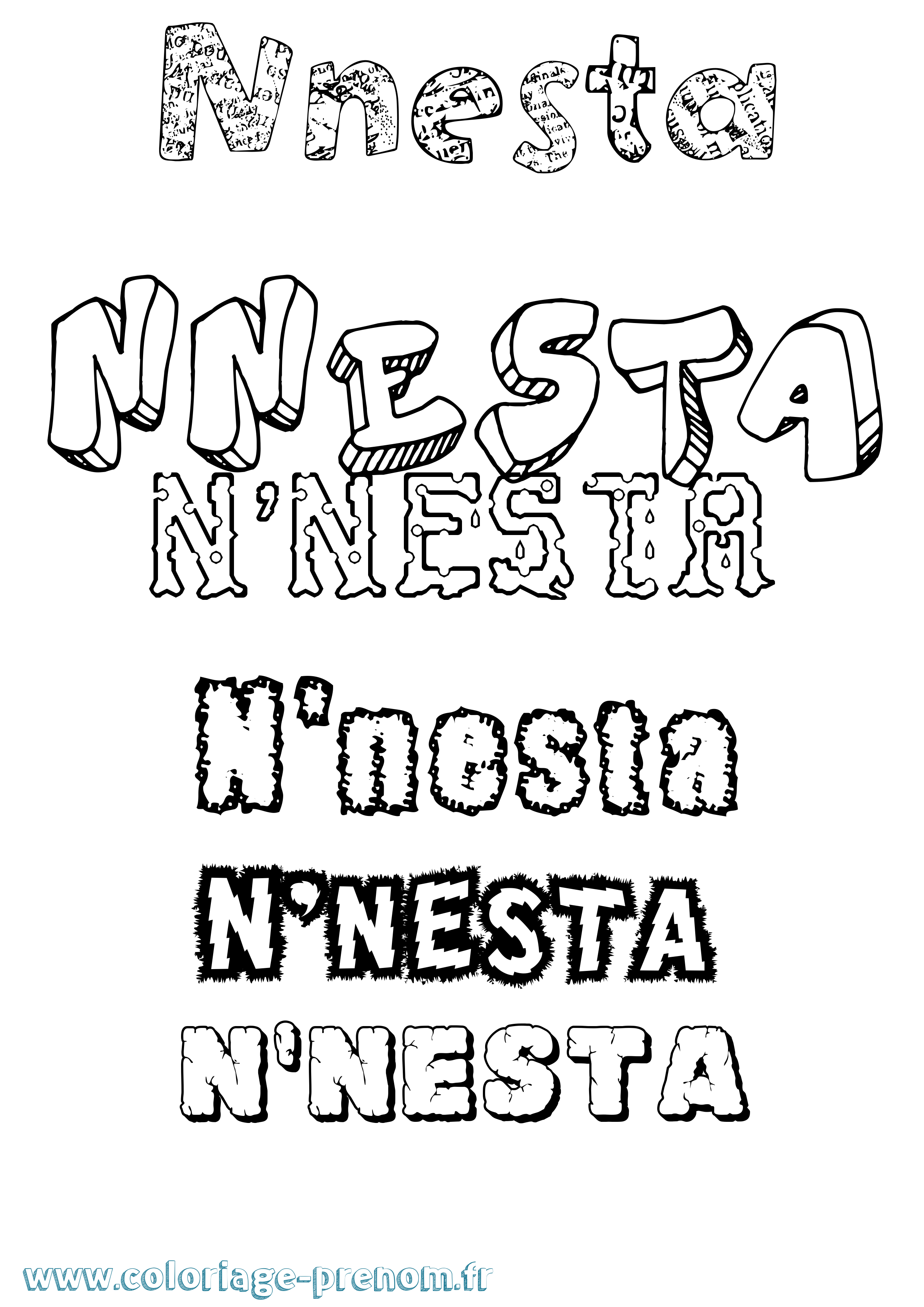 Coloriage N'Nesta Destructuré Coloriage prénom N'Nesta Destructuré