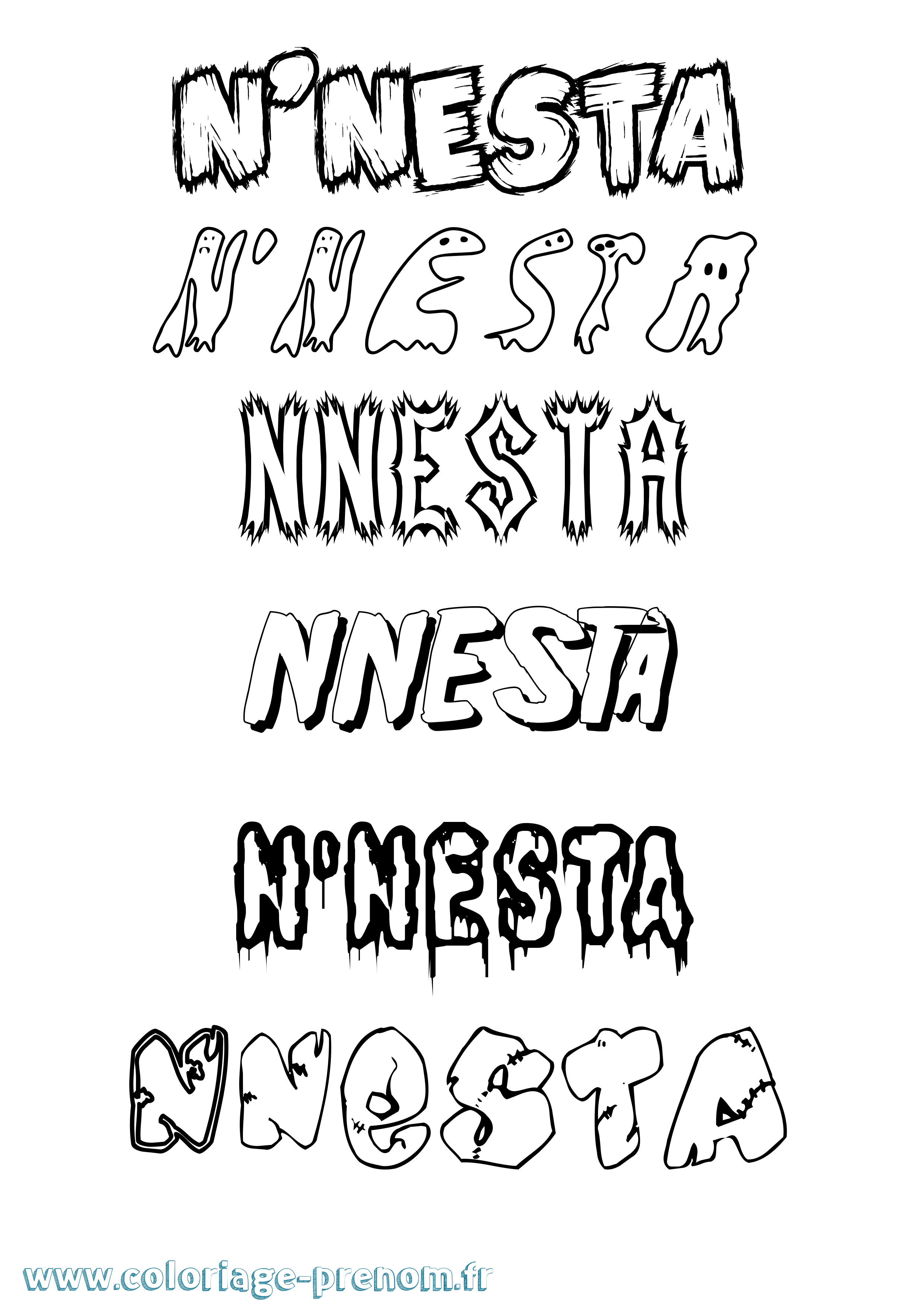 Coloriage N'Nesta Frisson Coloriage prénom N'Nesta Frisson