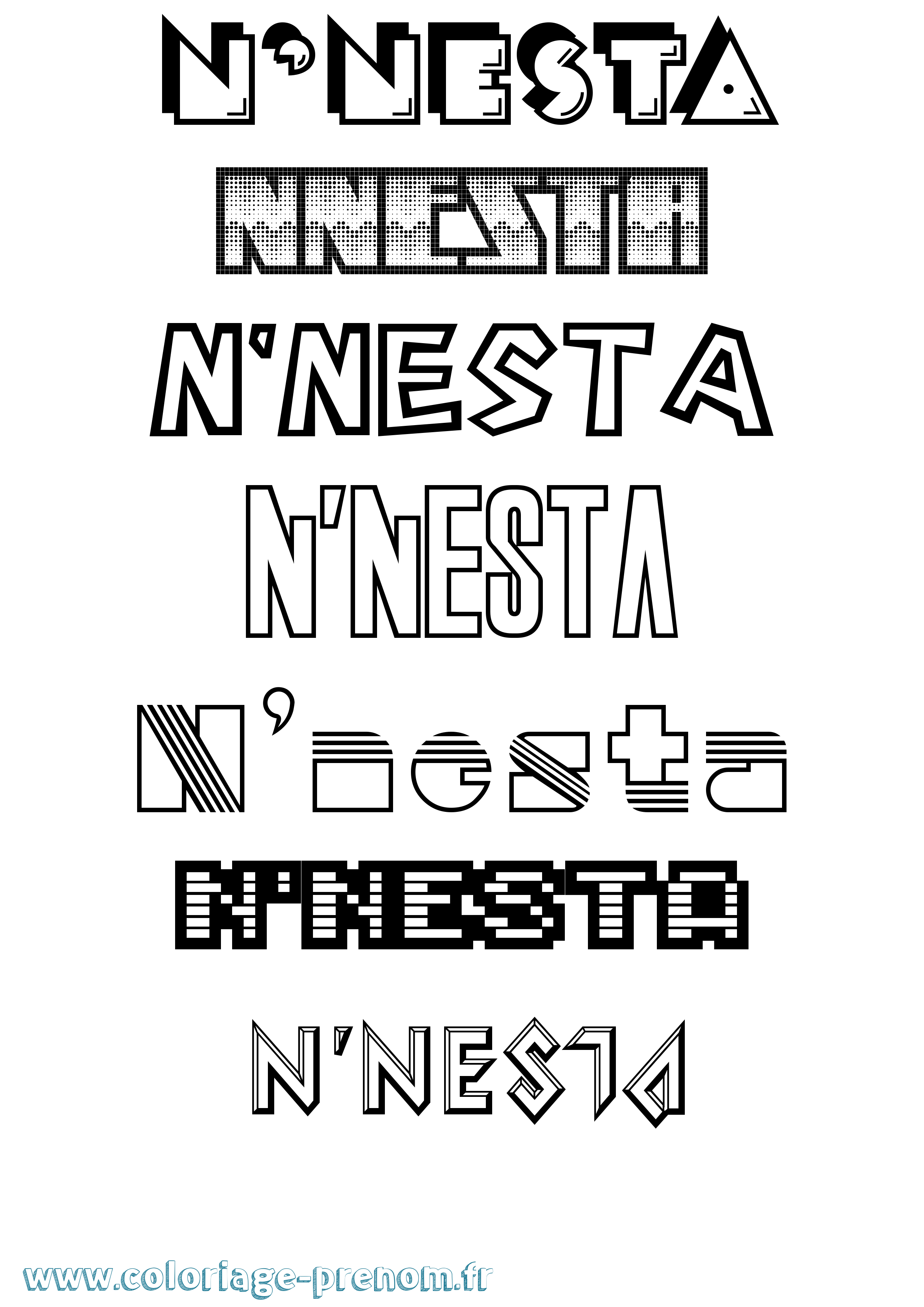 Coloriage N'Nesta Jeux Vidéos Coloriage prénom N'Nesta Jeux Vidéos