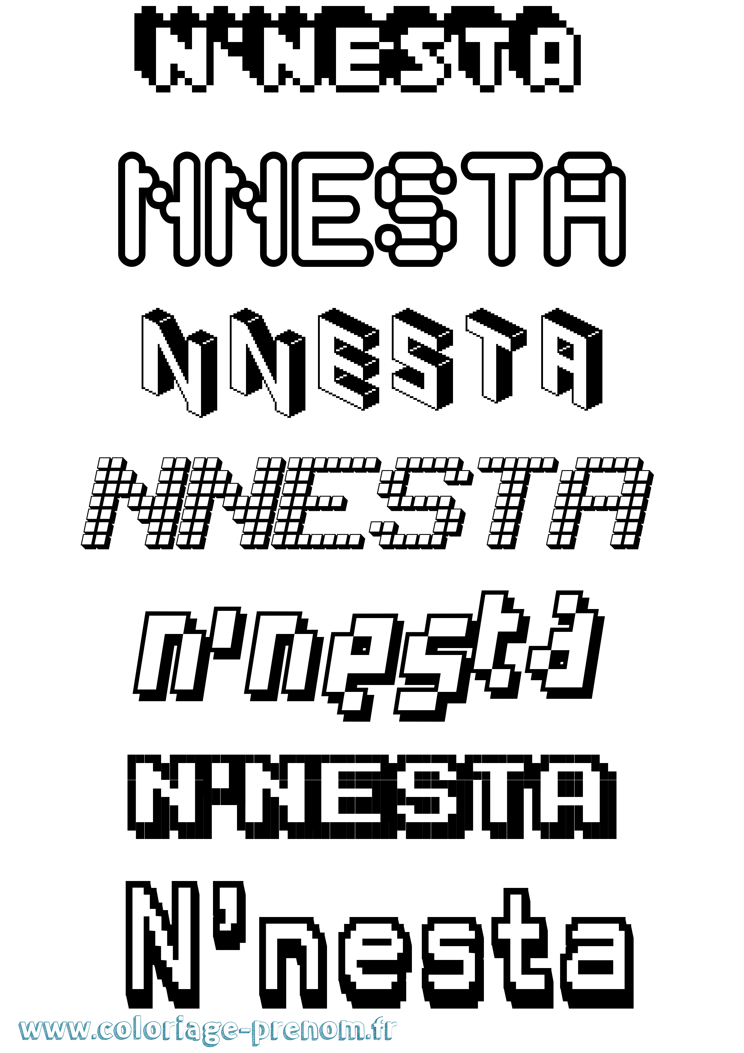 Coloriage N'Nesta Pixel Coloriage prénom N'Nesta Pixel