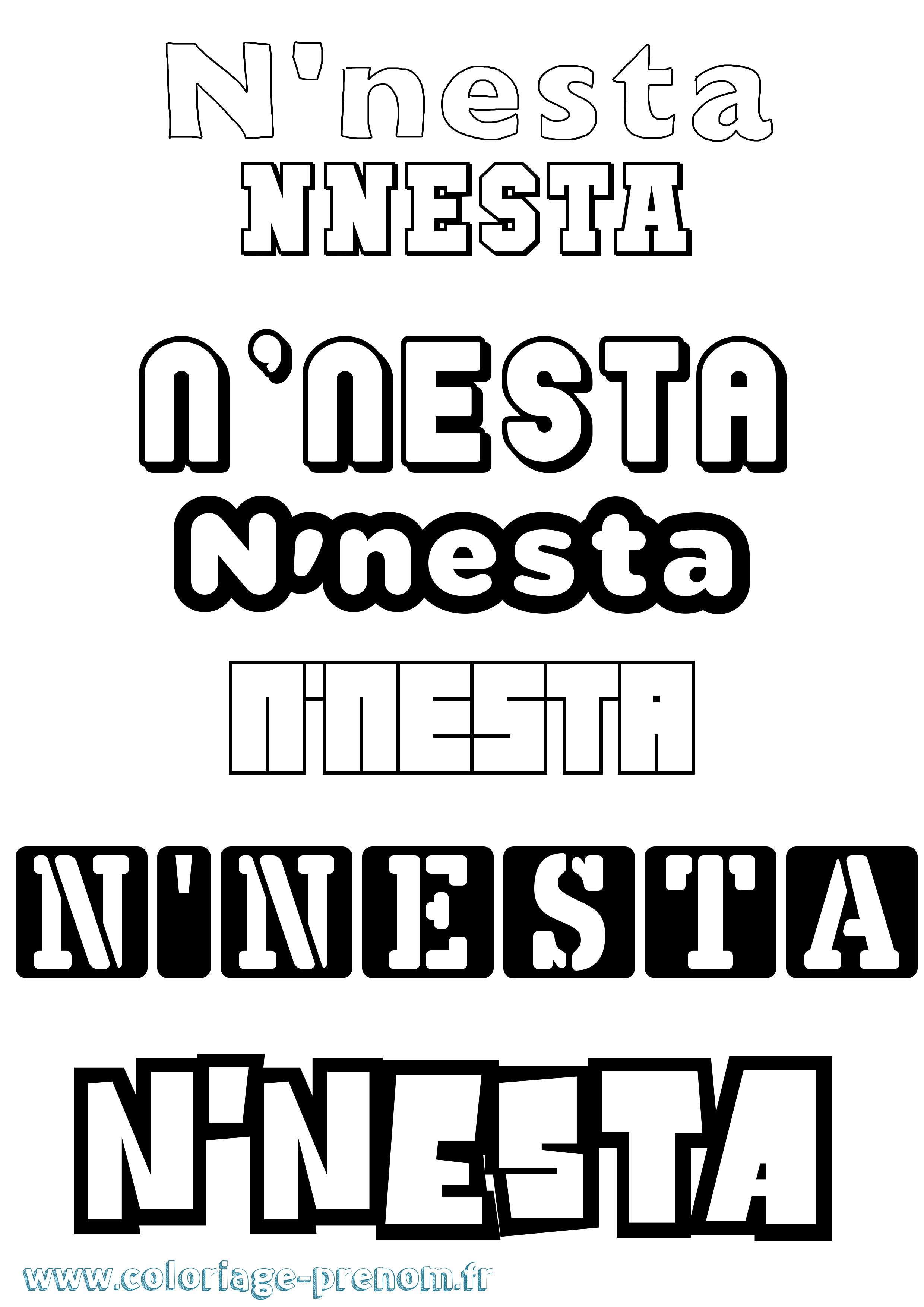 Coloriage N'Nesta Simple Coloriage prénom N'Nesta Simple
