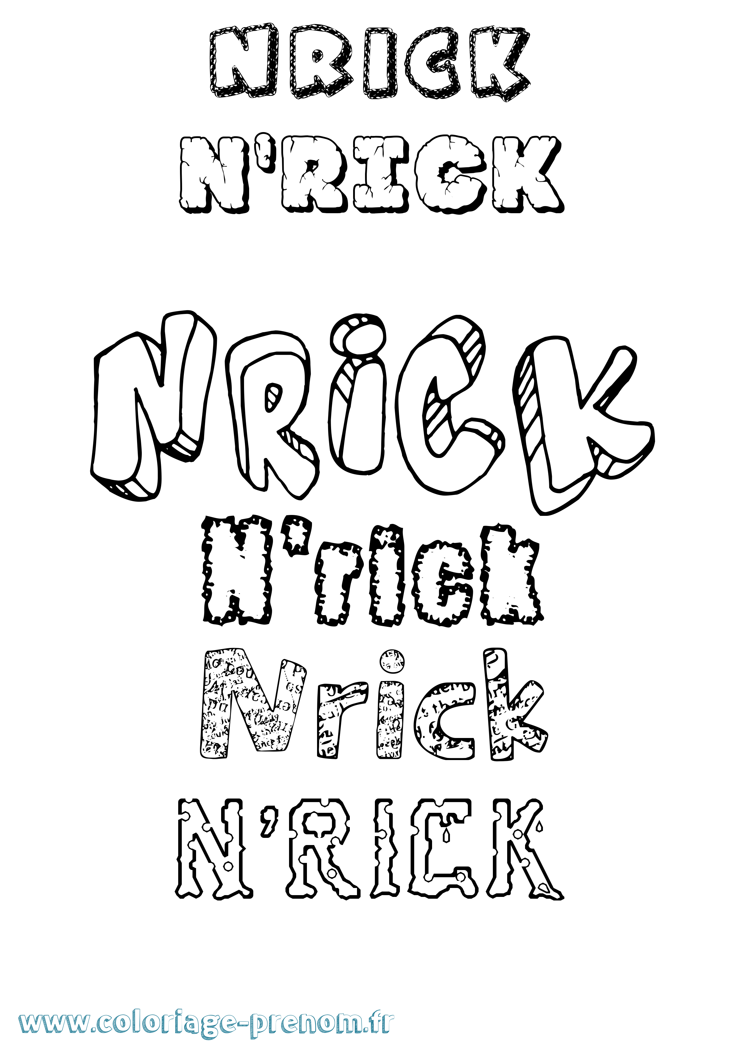 Coloriage N'Rick Destructuré Coloriage prénom N'Rick Destructuré