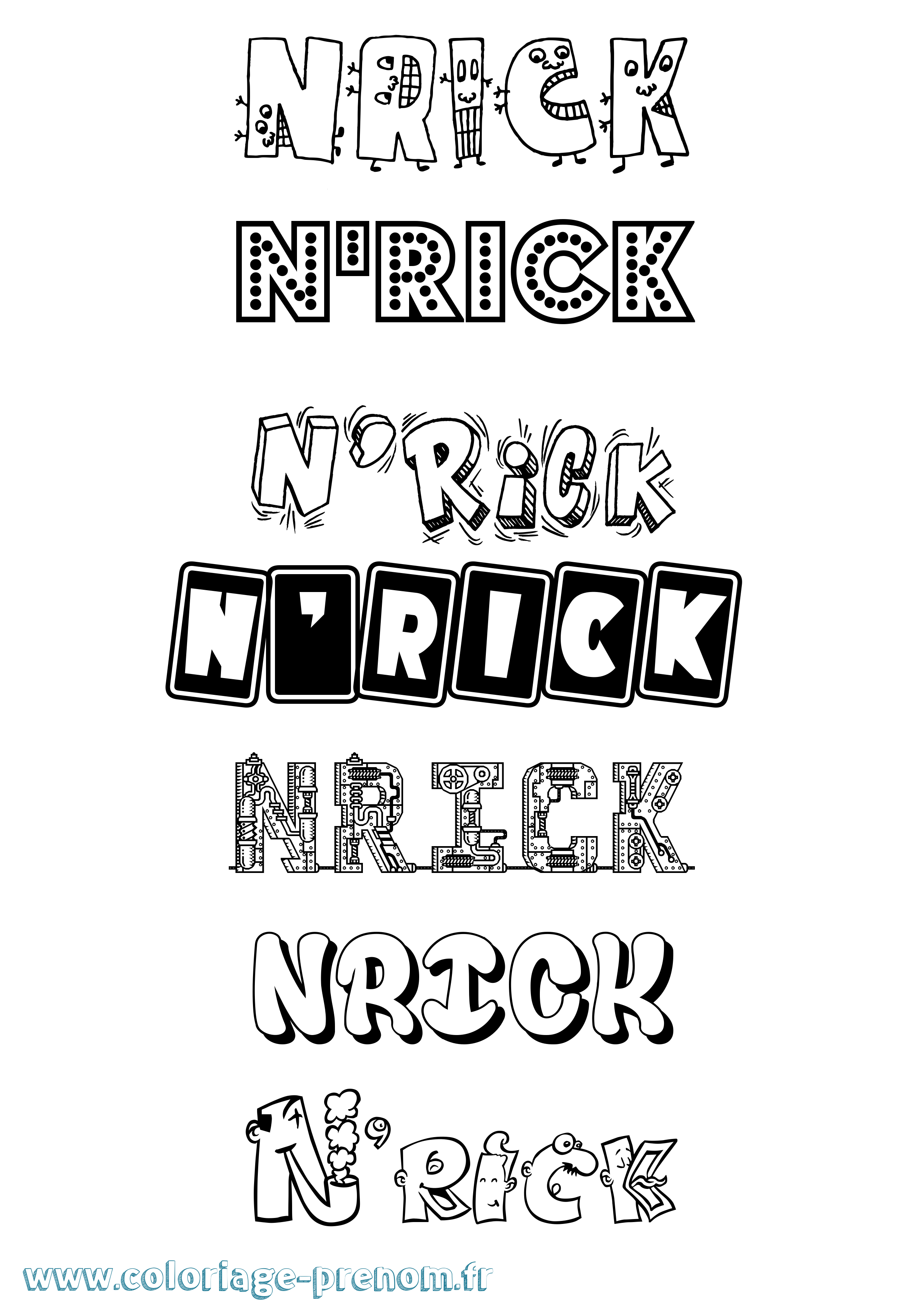 Coloriage N'Rick Fun Coloriage prénom N'Rick Fun