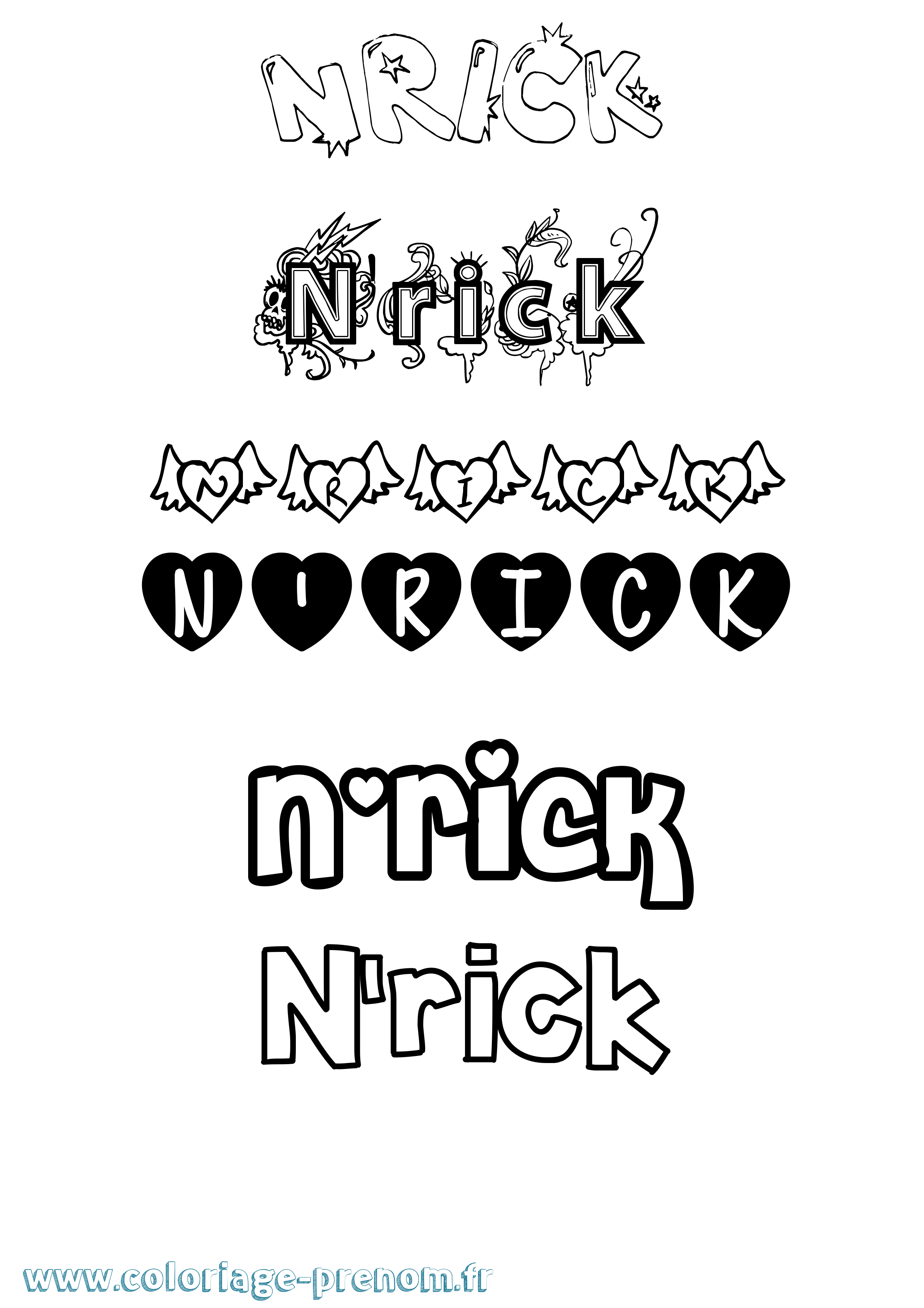 Coloriage N'Rick Girly Coloriage prénom N'Rick Girly