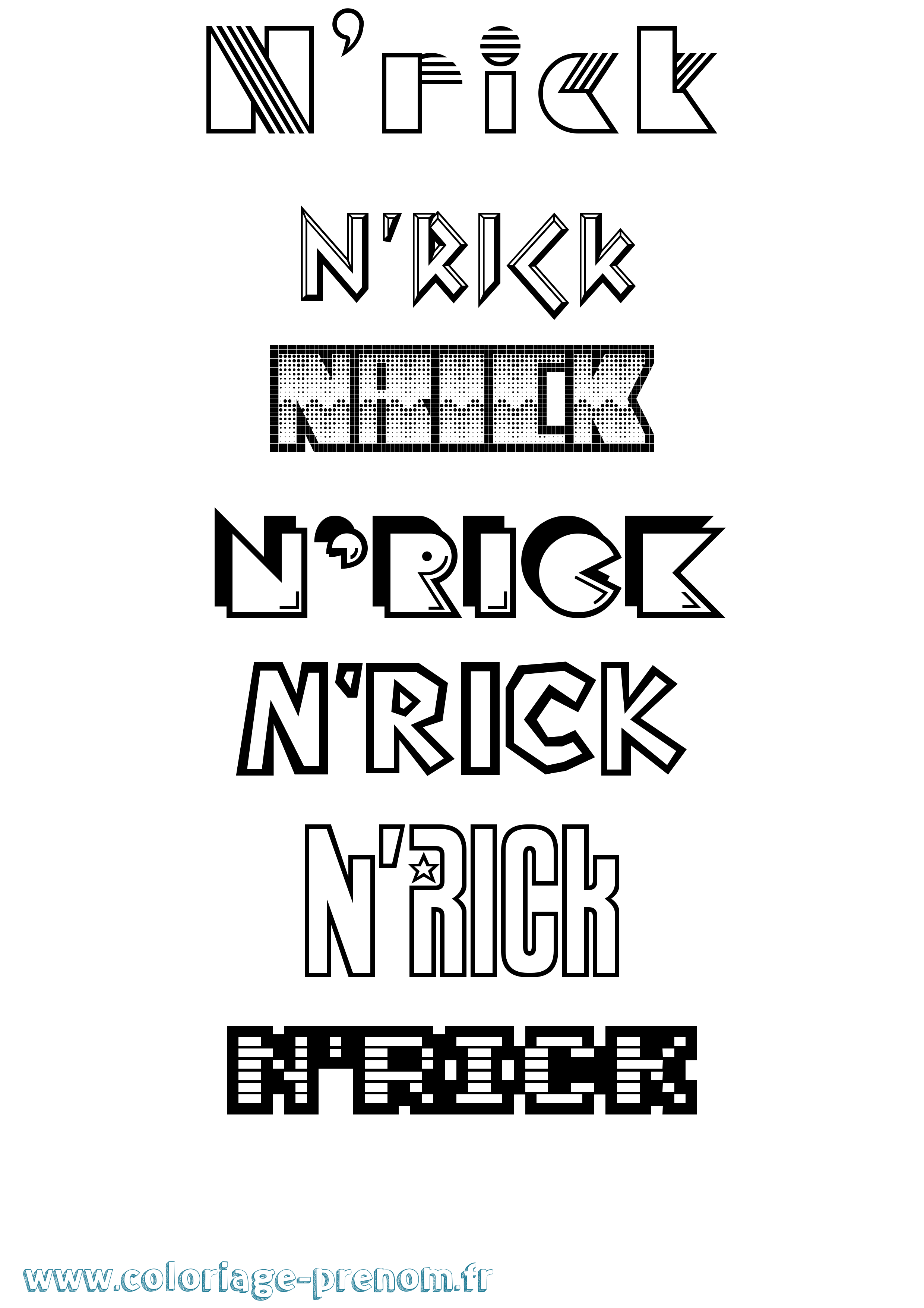 Coloriage N'Rick Jeux Vidéos Coloriage prénom N'Rick Jeux Vidéos