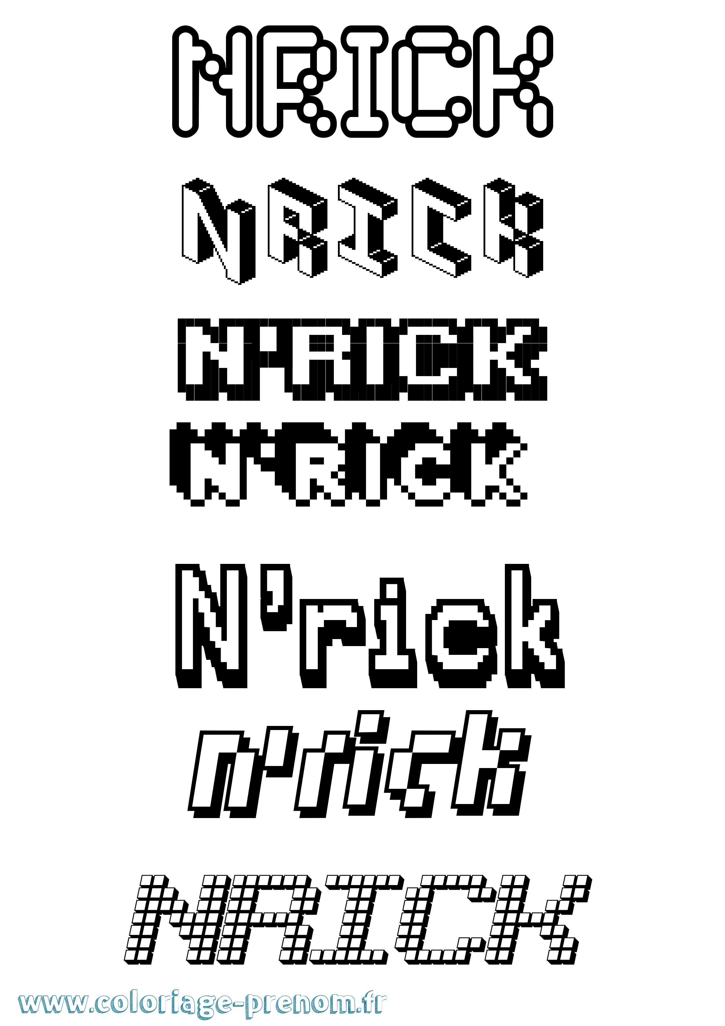 Coloriage N'Rick Pixel Coloriage prénom N'Rick Pixel